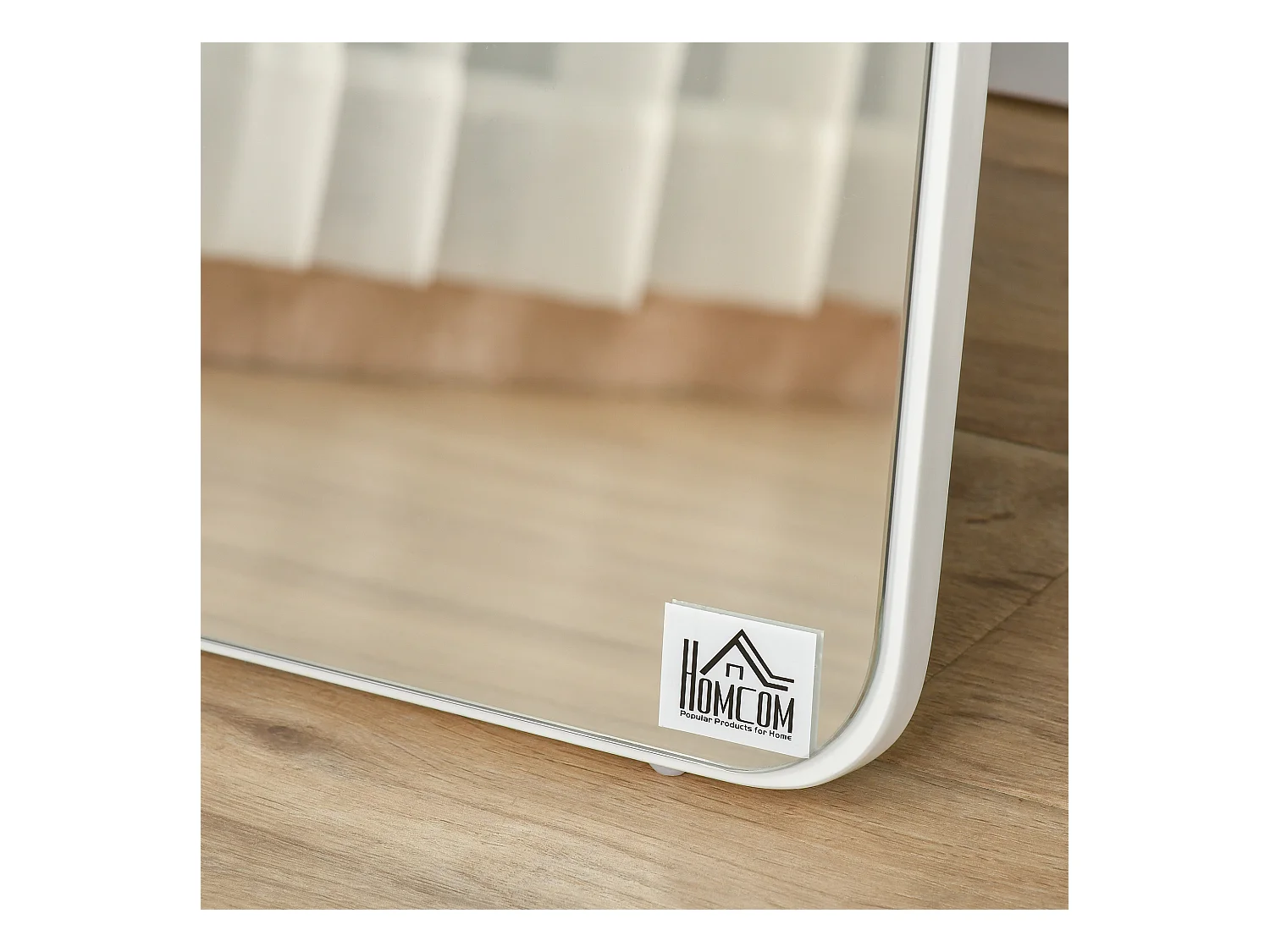 Miroir sur pied avec cadre pliable, miroir de maquillage stable, utilisation murale ou debout, bois, blanc (37x43x156 cm)