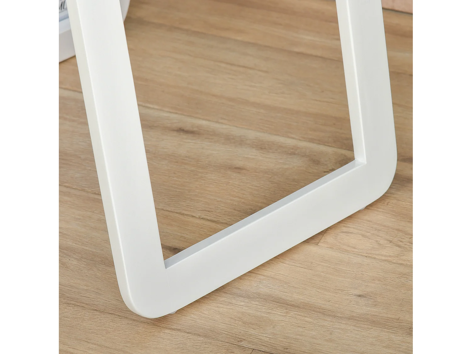 Miroir sur pied avec cadre pliable, miroir de maquillage stable, utilisation murale ou debout, bois, blanc (37x43x156 cm)