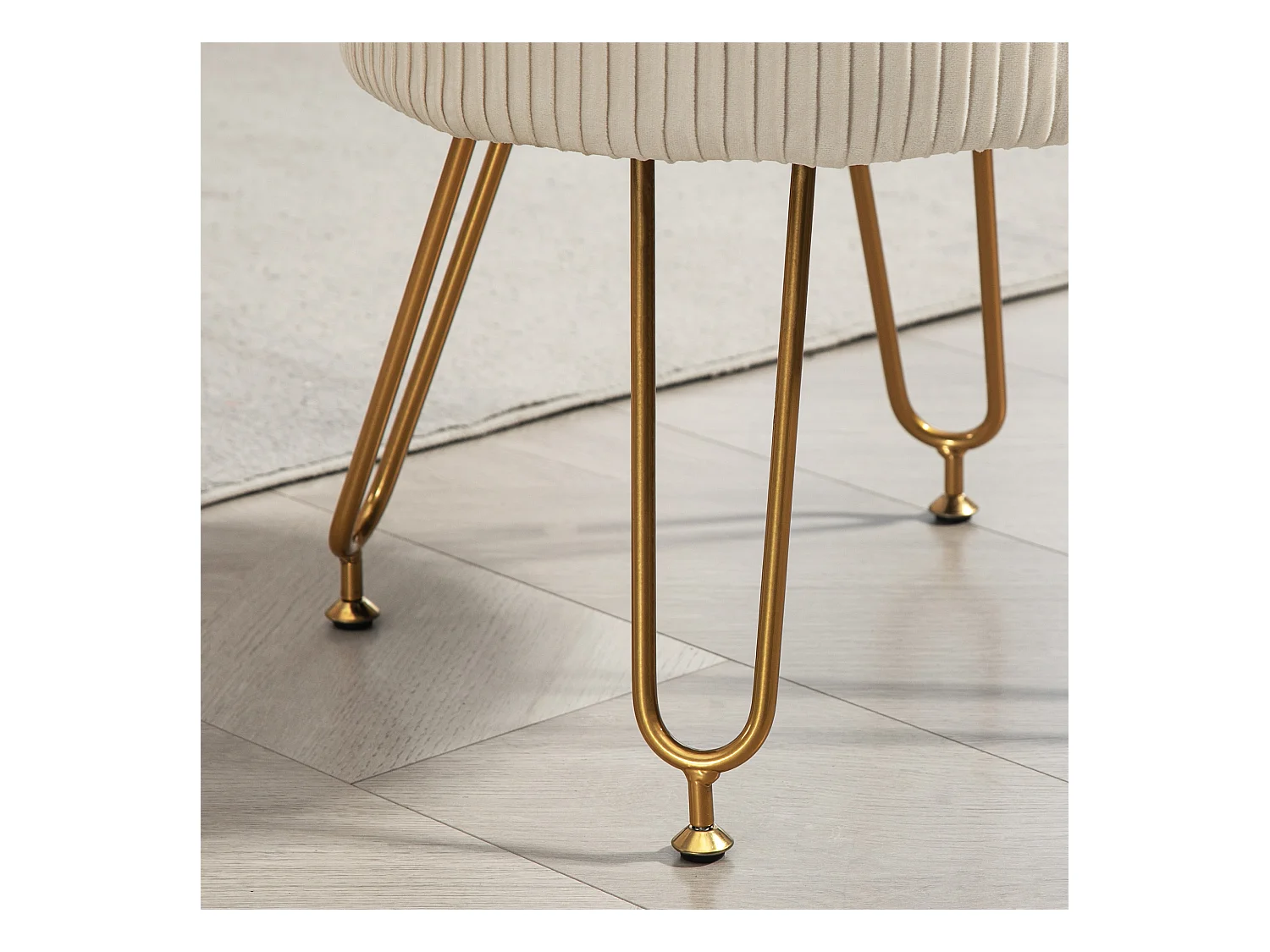 2-in-1 opbergbank met deksel, fluwelen zitting, stalen frame, crème (40x40x48cm)