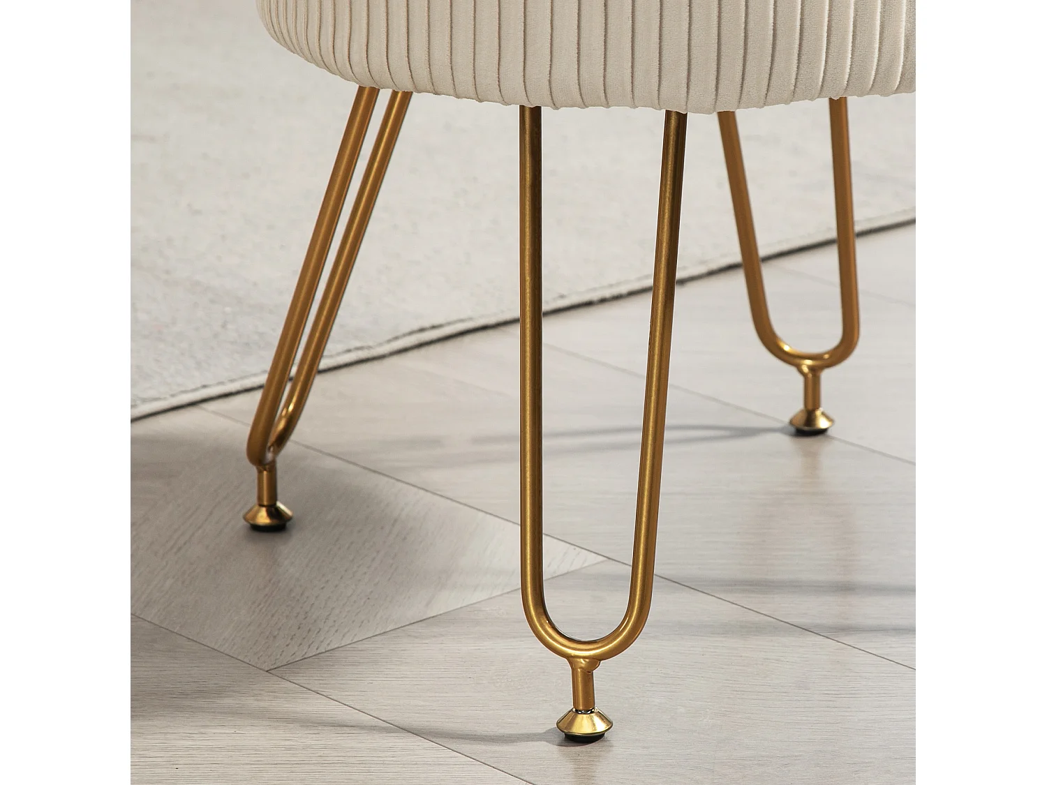 Banc de rangement 2-en-1 avec couvercle, assise en velours, structure acier, crème (40x40x48cm)