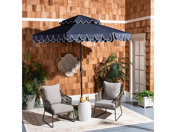 Parasol Marine/Blanc 257 x 257 x 253 cm - Valance