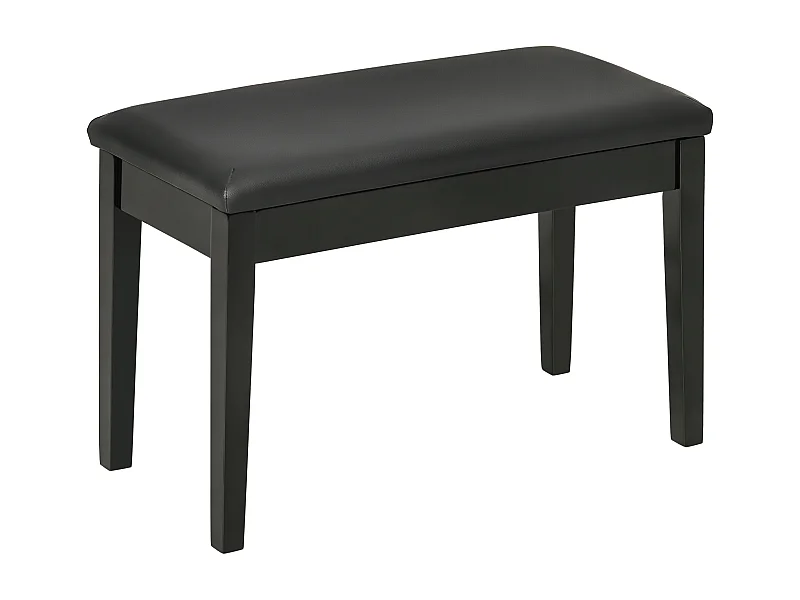 Banc de piano réglable avec rangement, similicuir noir, bois (75x35x49 cm)