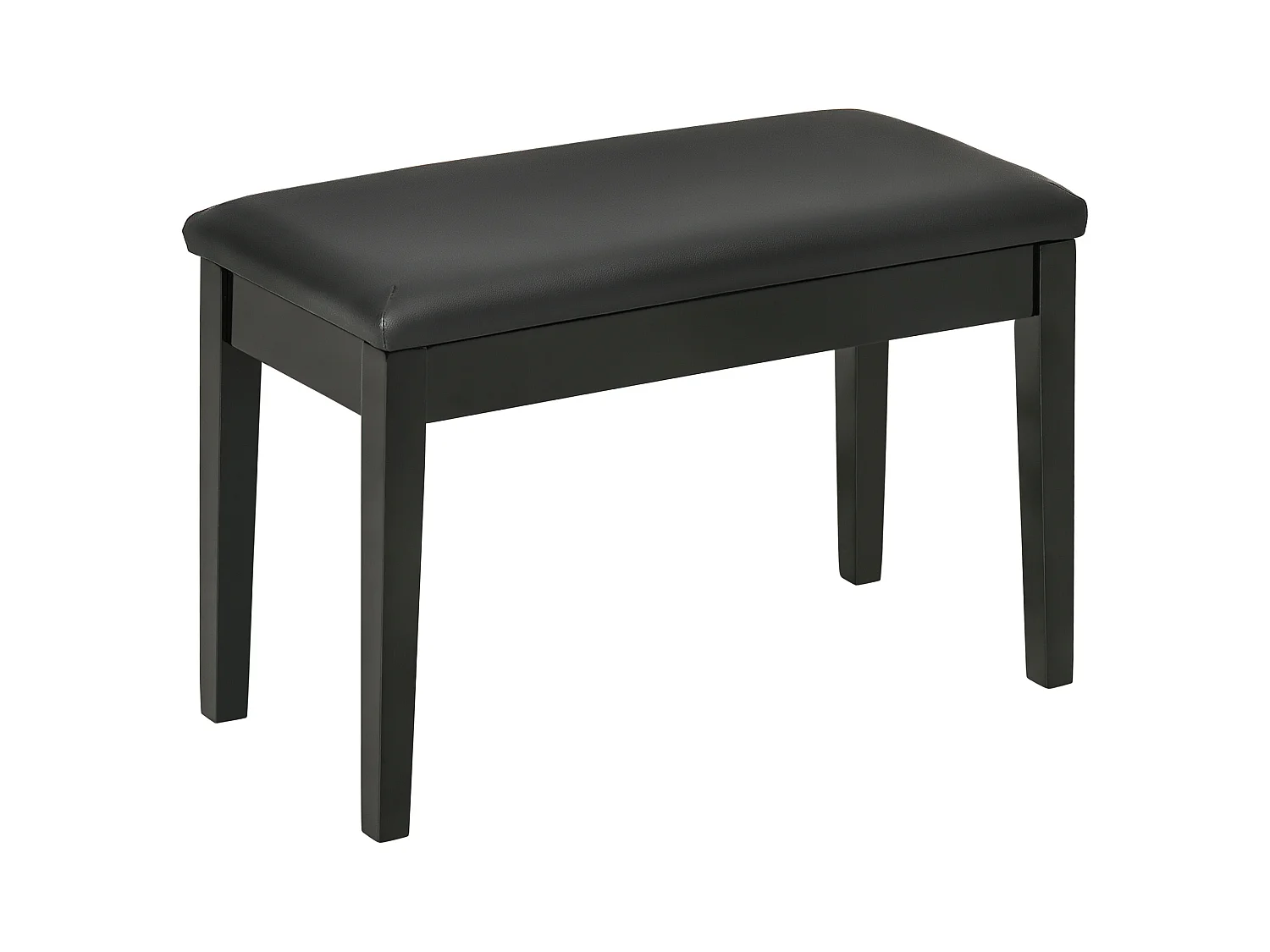 Banc de piano réglable avec rangement, similicuir noir, bois (75x35x49 cm)
