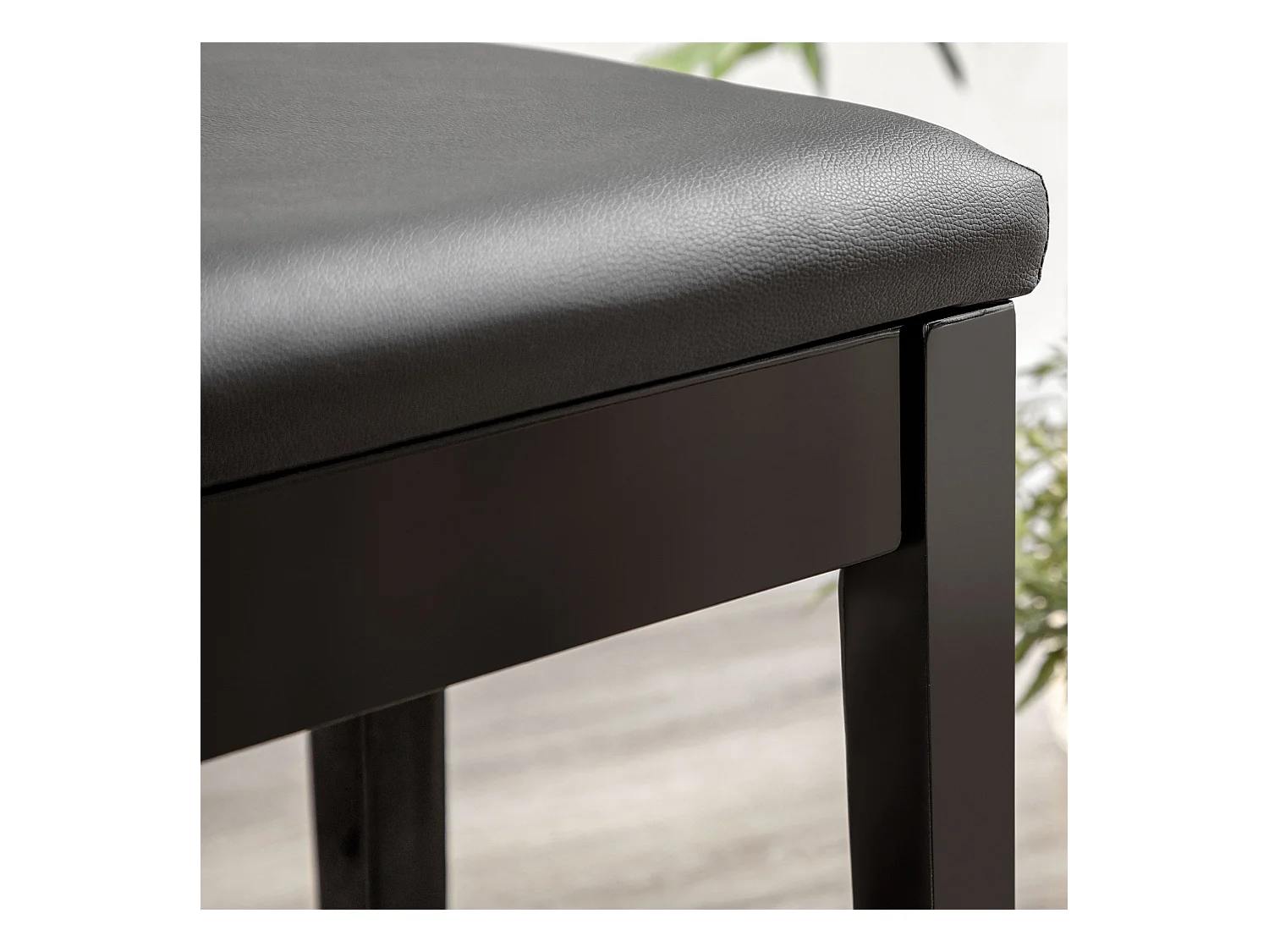 Banc de piano réglable avec rangement, similicuir noir, bois (75x35x49 cm)