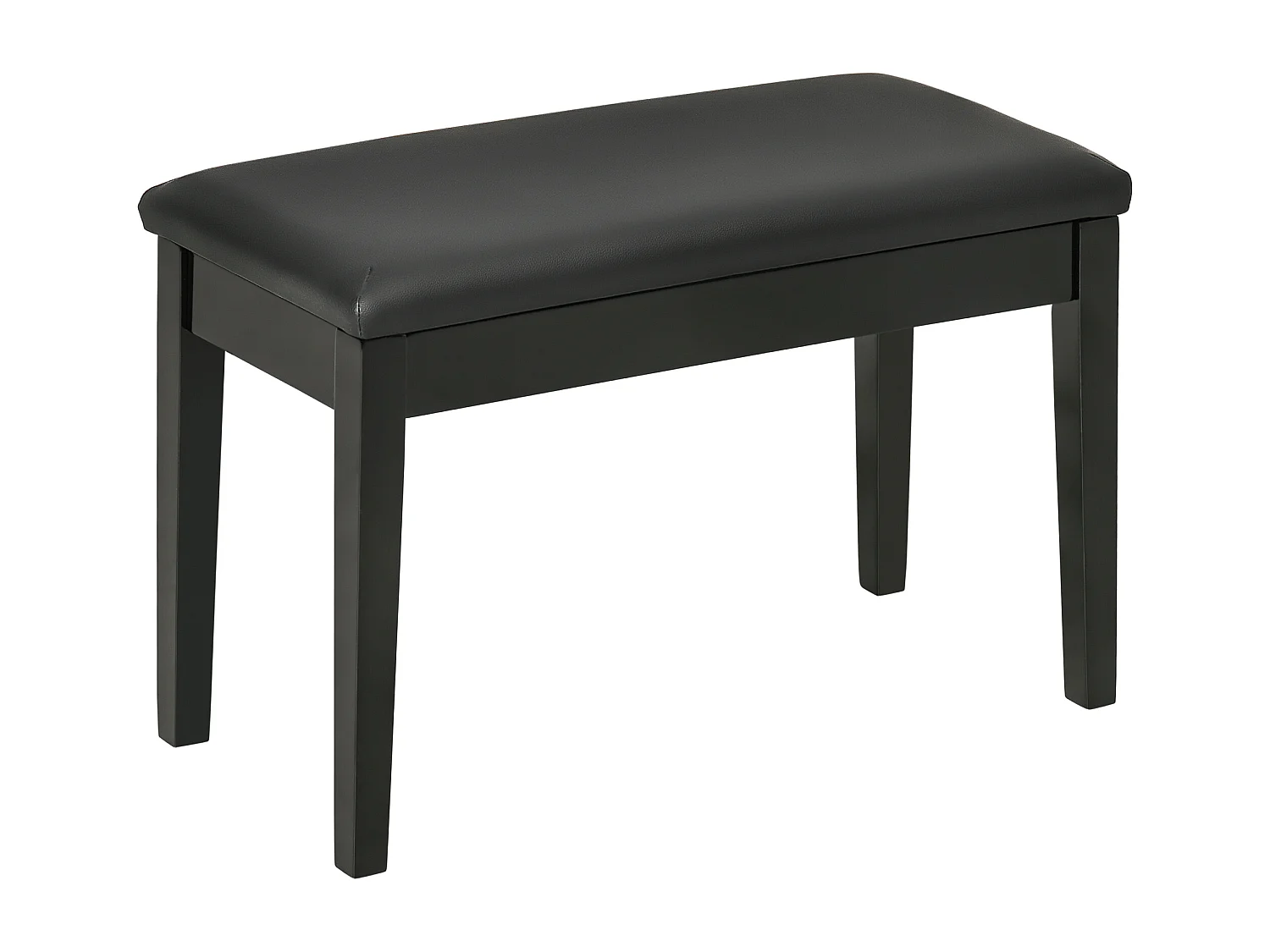 Banc de piano réglable avec rangement, similicuir noir, bois (75x35x49 cm)