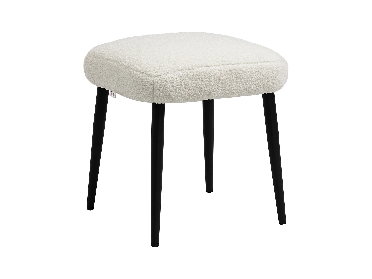 Vierkante poef in kasjmierstof, stalen poten, crème (42x42x47cm)