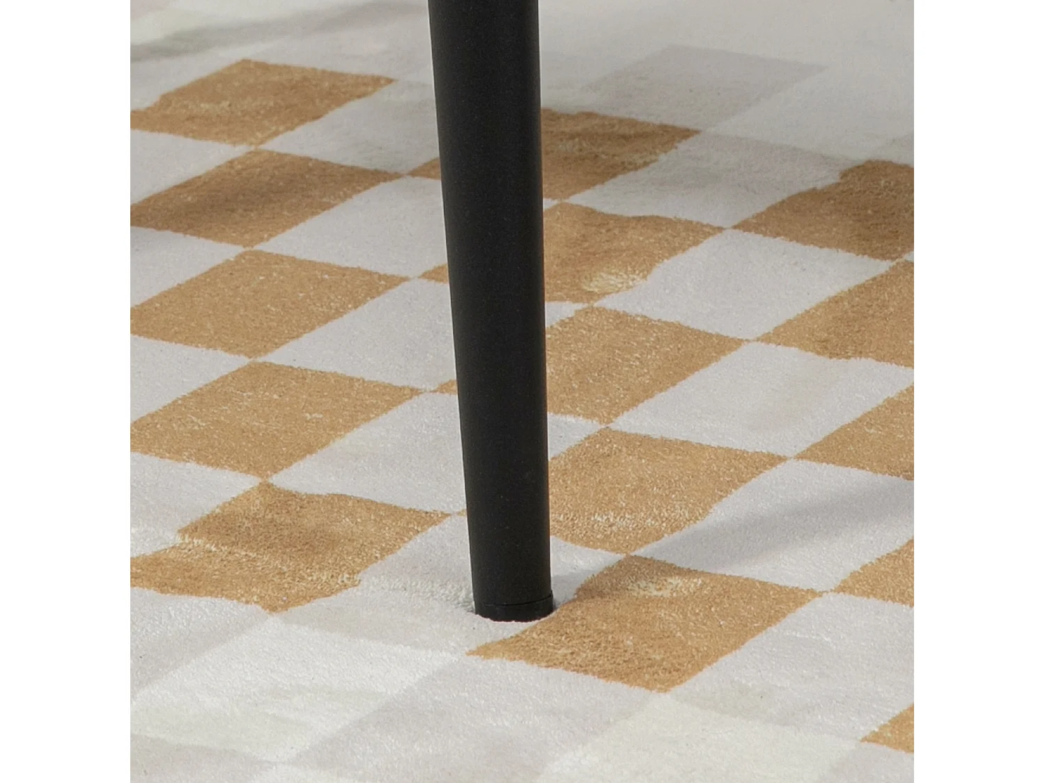 Vierkante poef in kasjmierstof, stalen poten, crème (42x42x47cm)