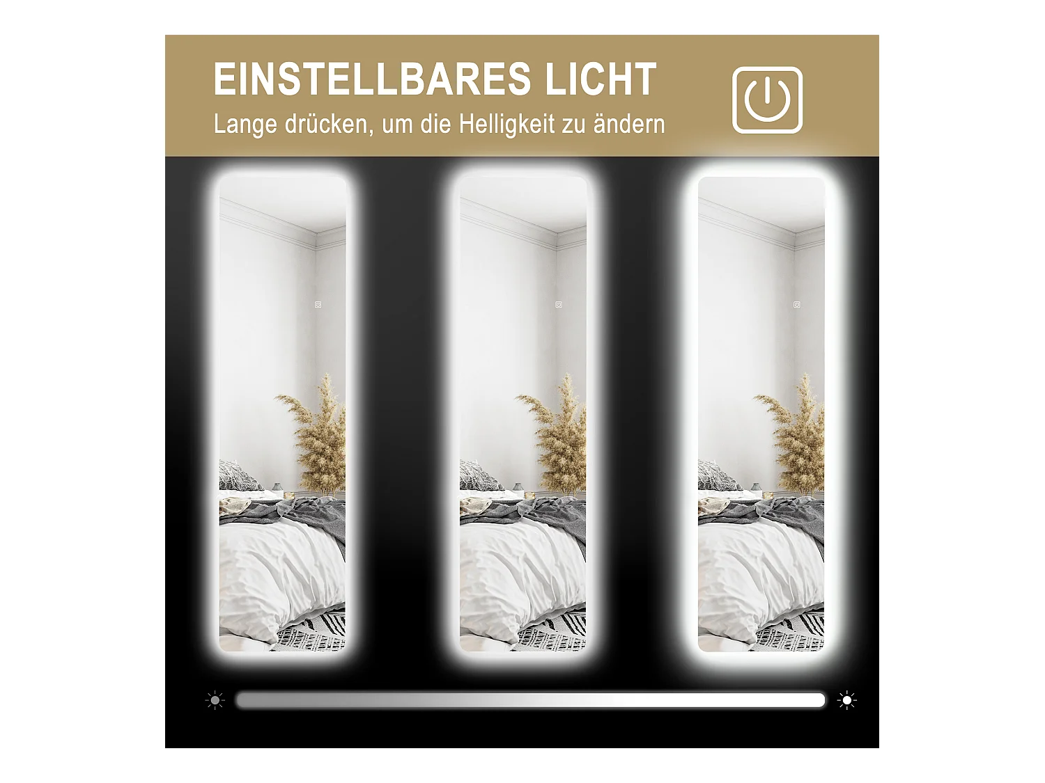 Miroir sur Pied avec Éclairage LED, 3 Couleurs de Lumière, Métal, Transparent (40x3x150 cm)