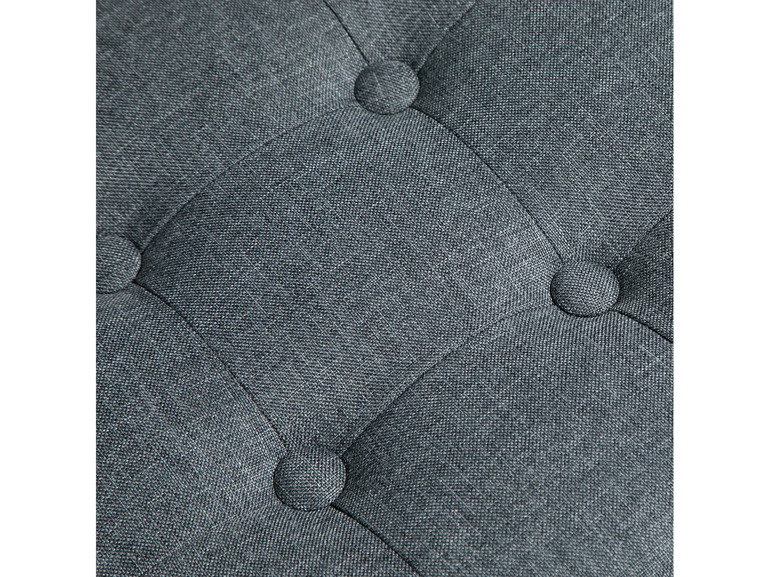 Pouf carré, tissu à effet lin, pieds en bois, gris (35x35x35 cm)