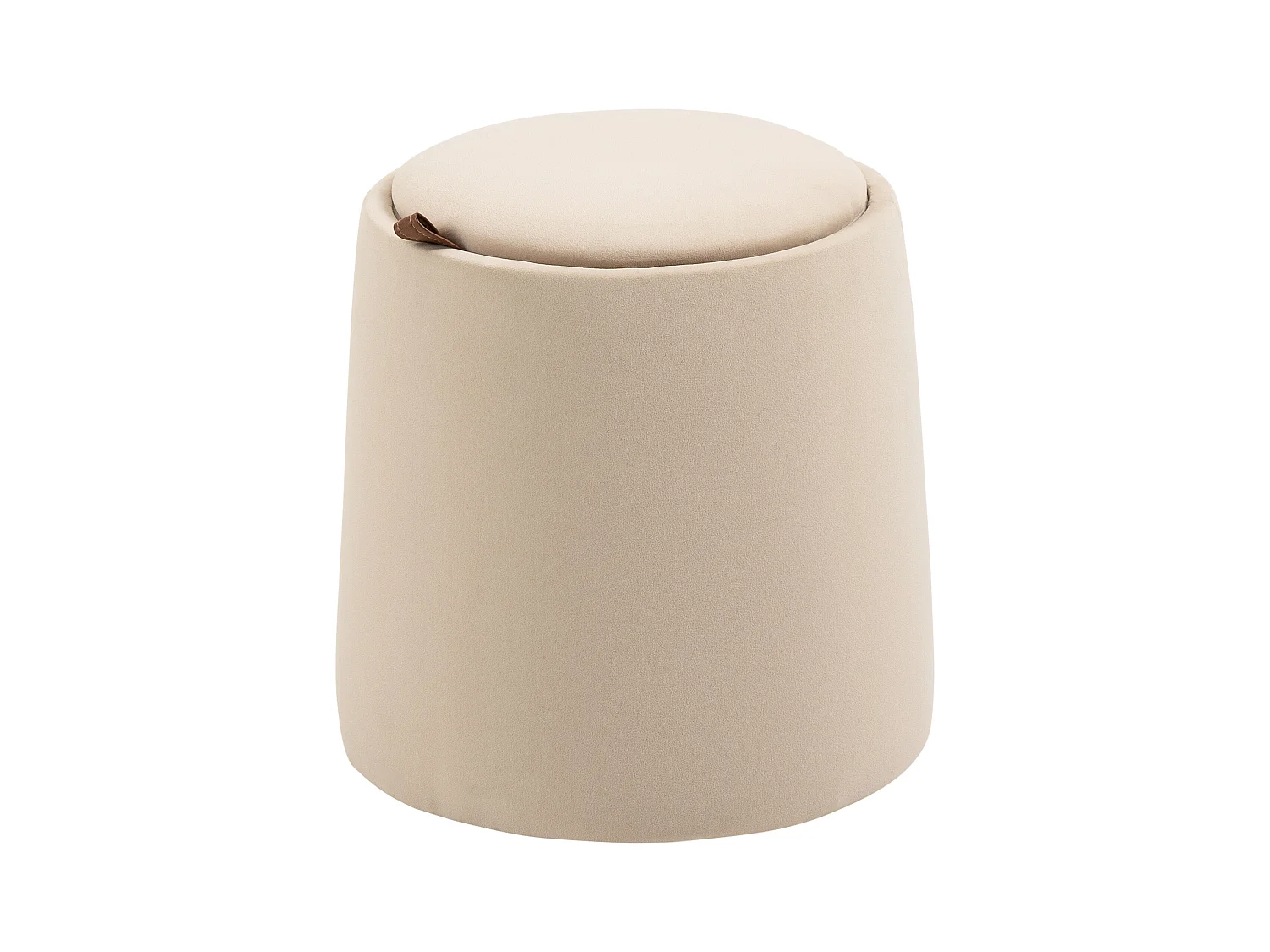 Ronde poef met opbergruimte, fluwelen stof, beige (44x44x47,5cm)