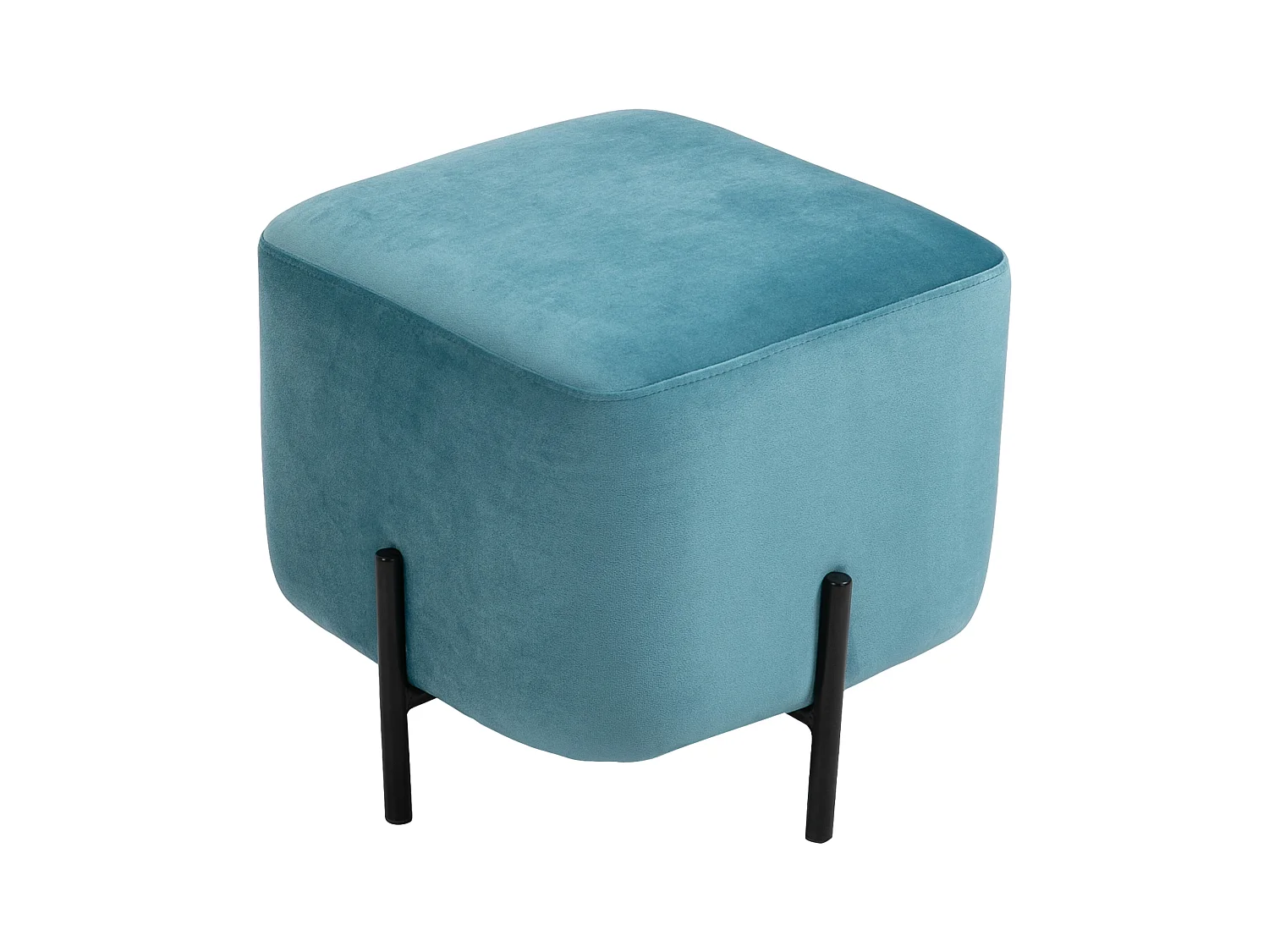 Pouf en Velours, Housse en Polyester, Structure en Acier, Turquoise (44.5x44.5x41.5 cm)