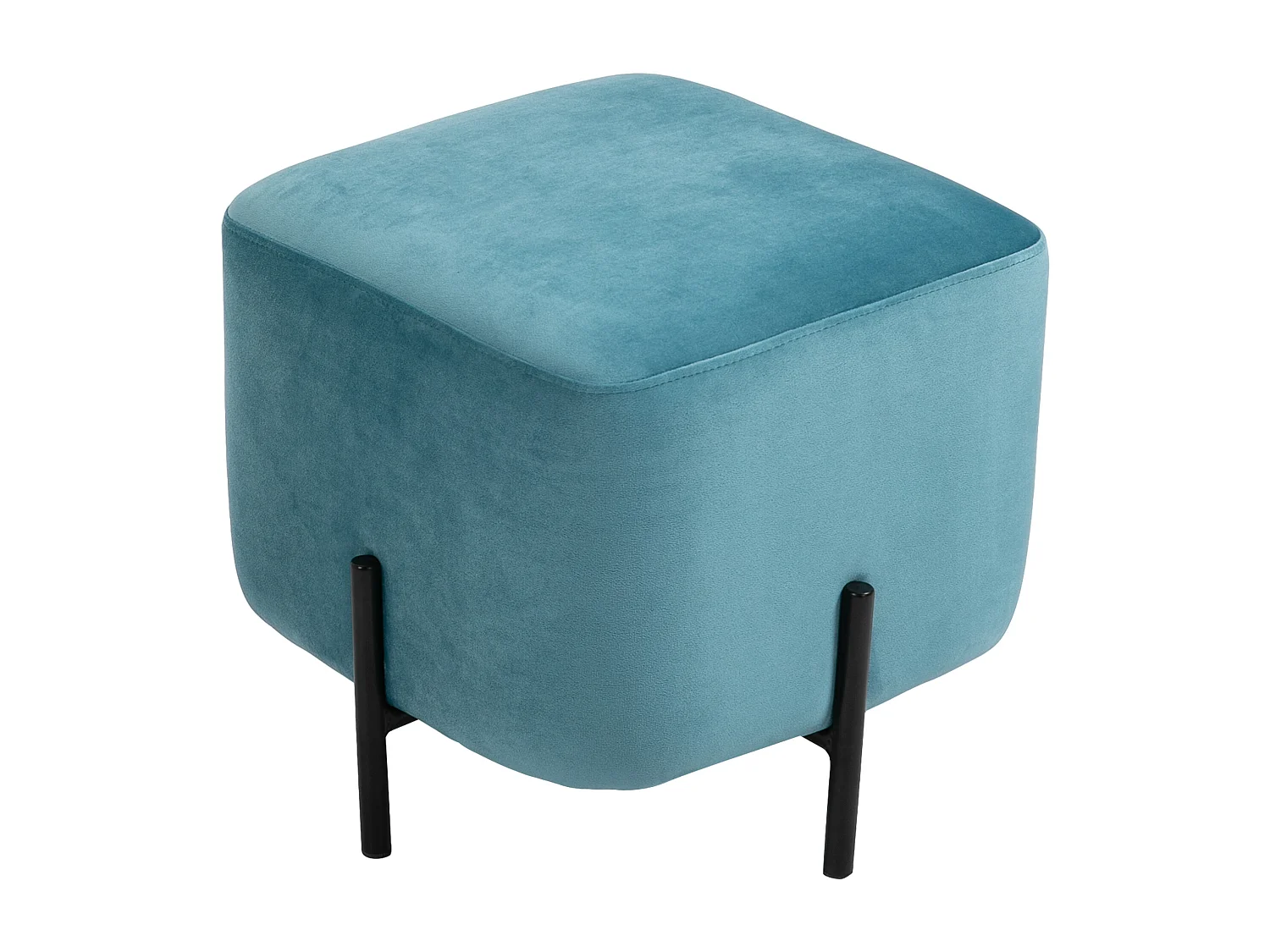 Pouf en Velours, Housse en Polyester, Structure en Acier, Turquoise (44.5x44.5x41.5 cm)