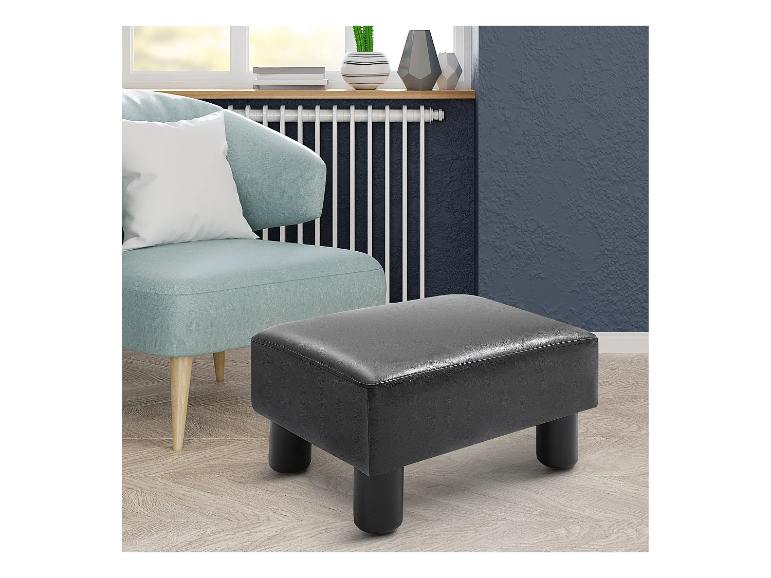 en simili cuir, banc de rangement confortable, noir (40x30x24 cm)