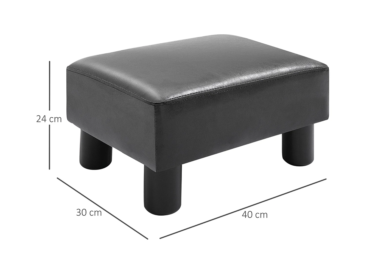 en simili cuir, banc de rangement confortable, noir (40x30x24 cm)