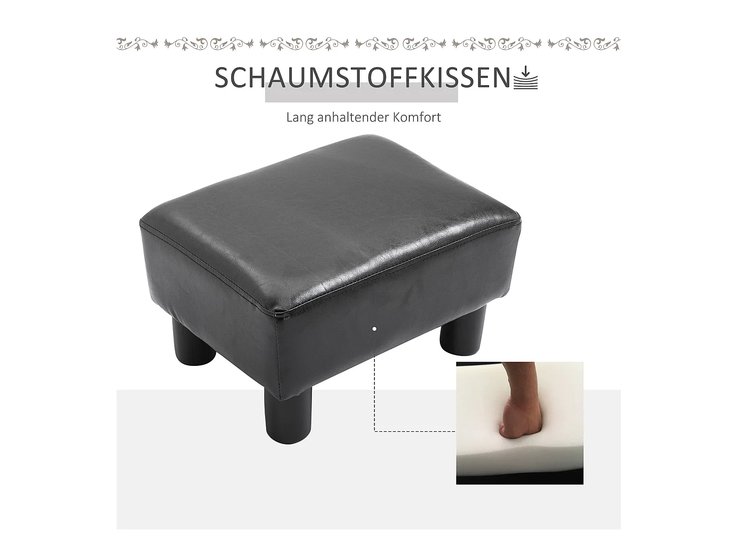 en simili cuir, banc de rangement confortable, noir (40x30x24 cm)