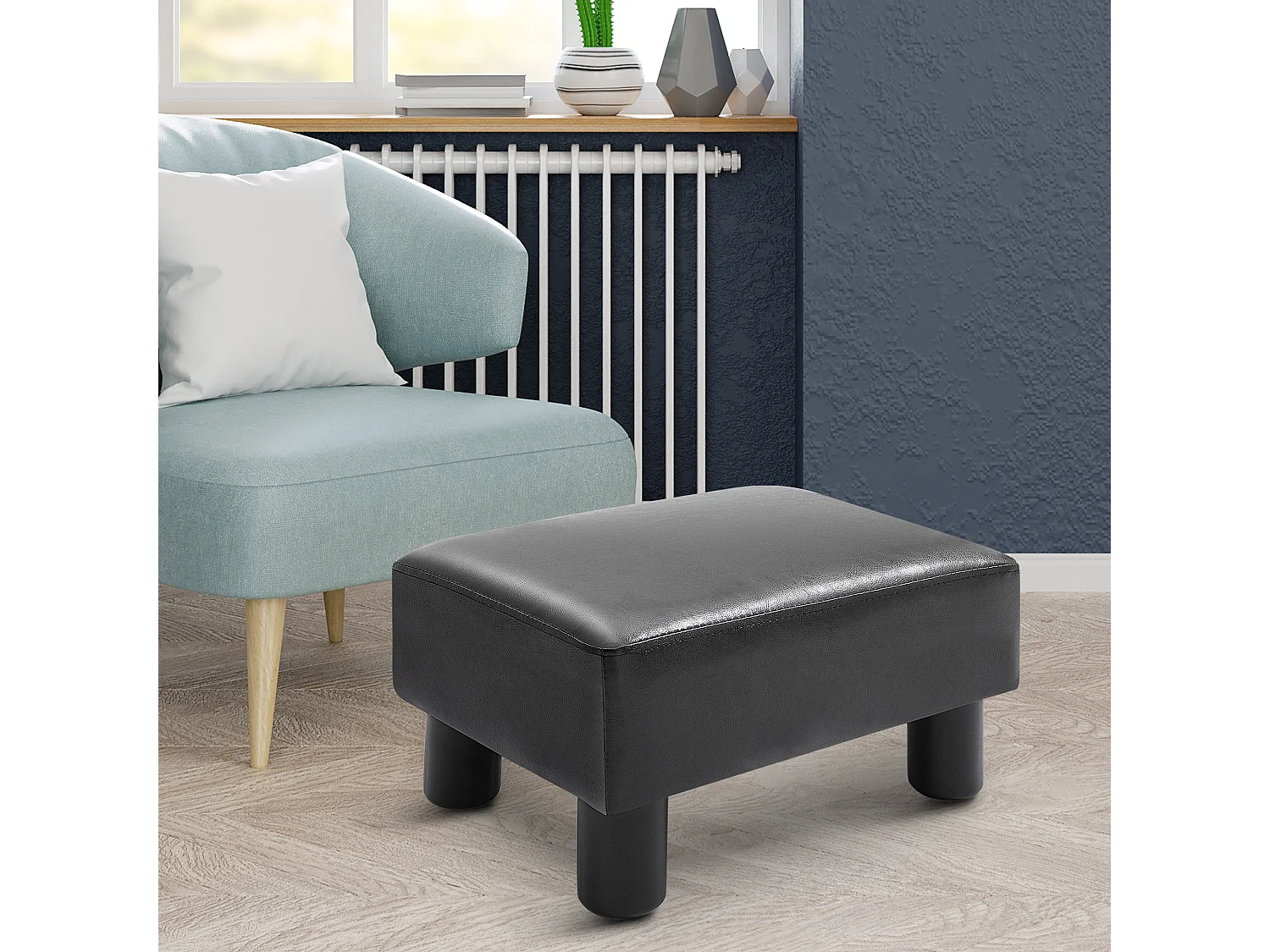 en simili cuir, banc de rangement confortable, noir (40x30x24 cm)