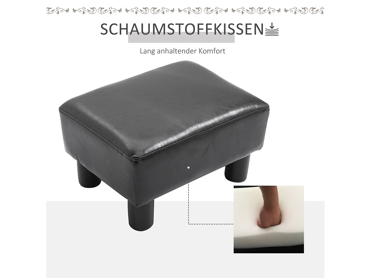 en simili cuir, banc de rangement confortable, noir (40x30x24 cm)