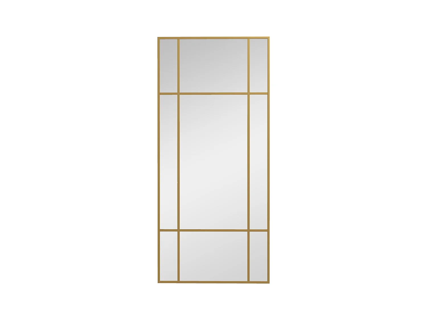 Miroir décoratif avec cadre métallique, design rectangulaire, doré (110x50x2 cm)