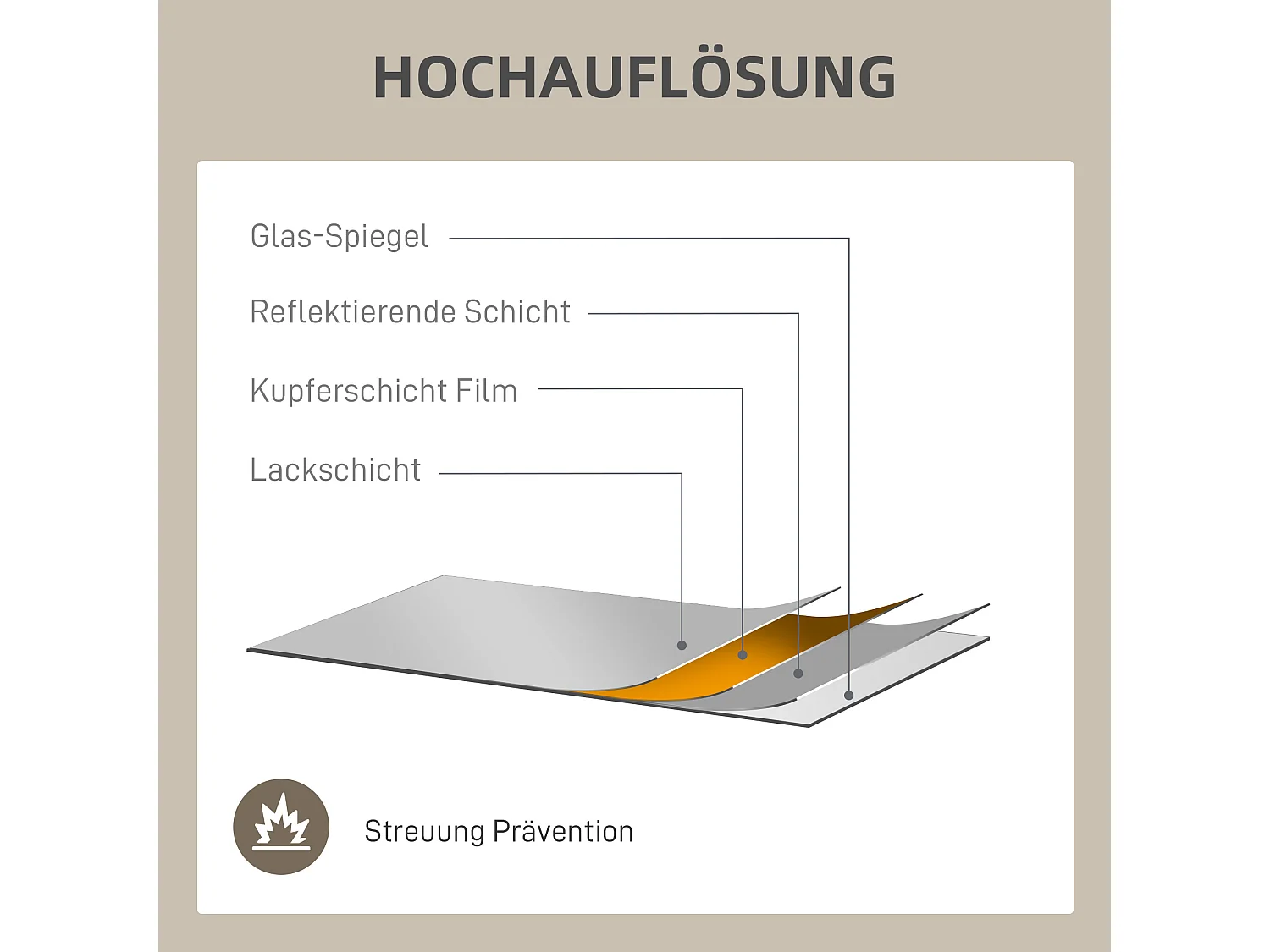 Decoratieve spiegel met metalen lijst, rechthoekig design, goud (110x50x2 cm)