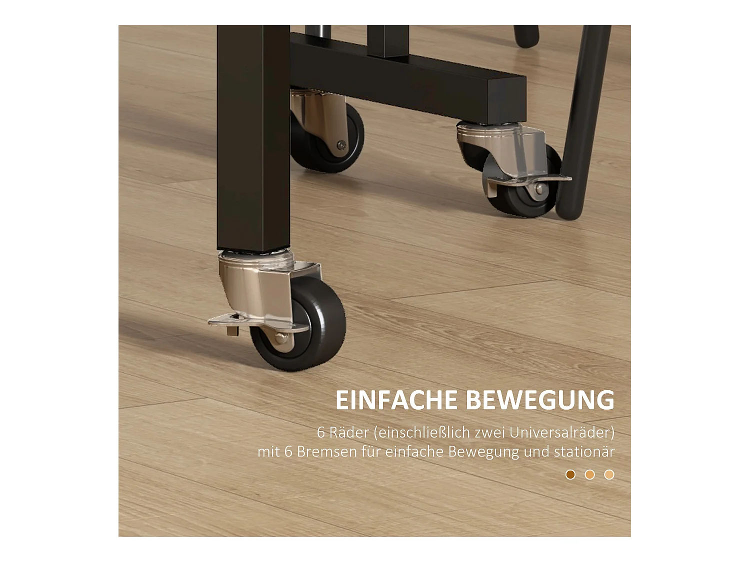 Table à manger pliante avec roulettes, pieds en acier, extensible, MDF, gris (120x80x73cm)