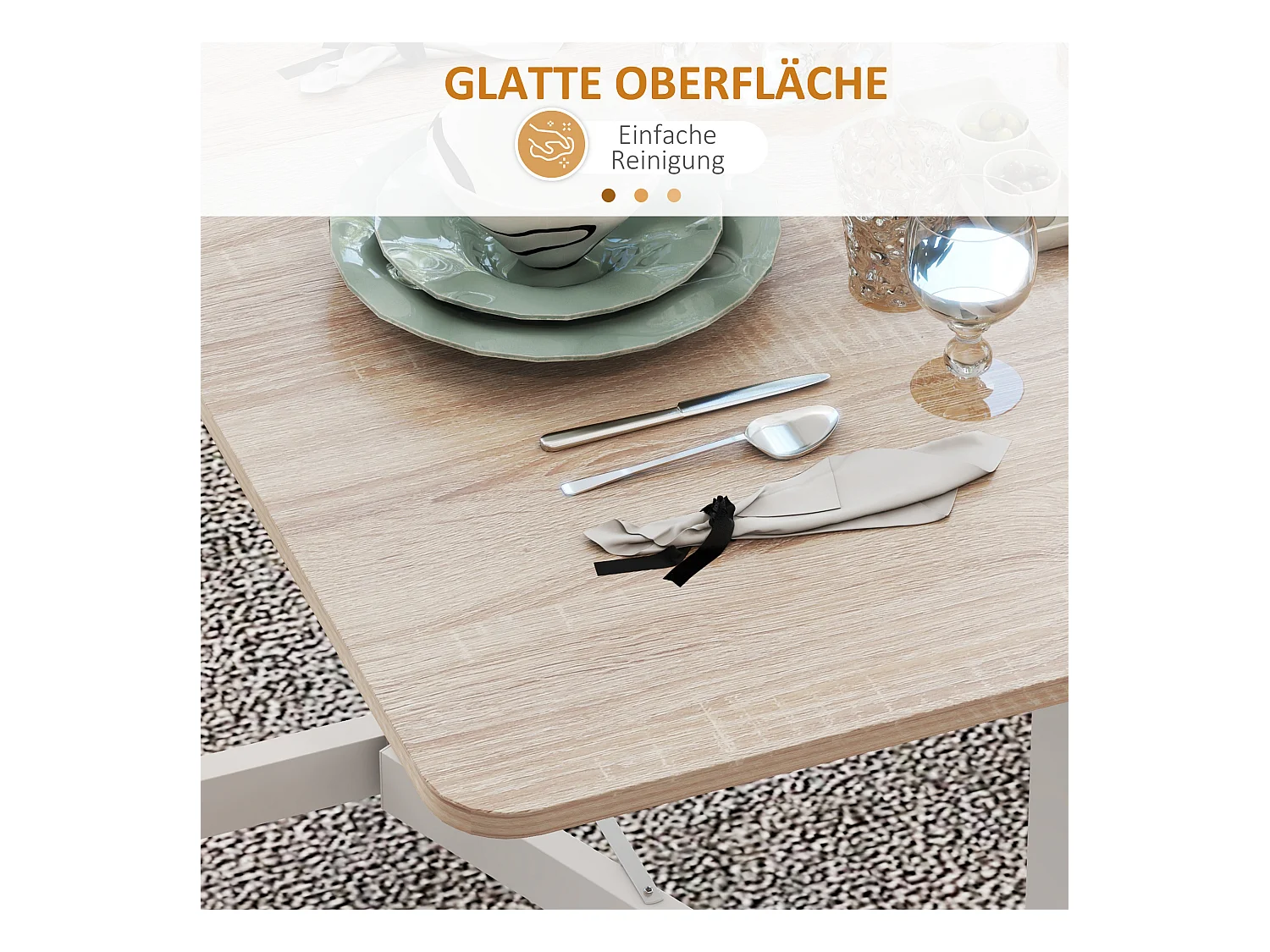 Table à manger pliable avec roulettes, acier, chêne (120x80x73 cm)