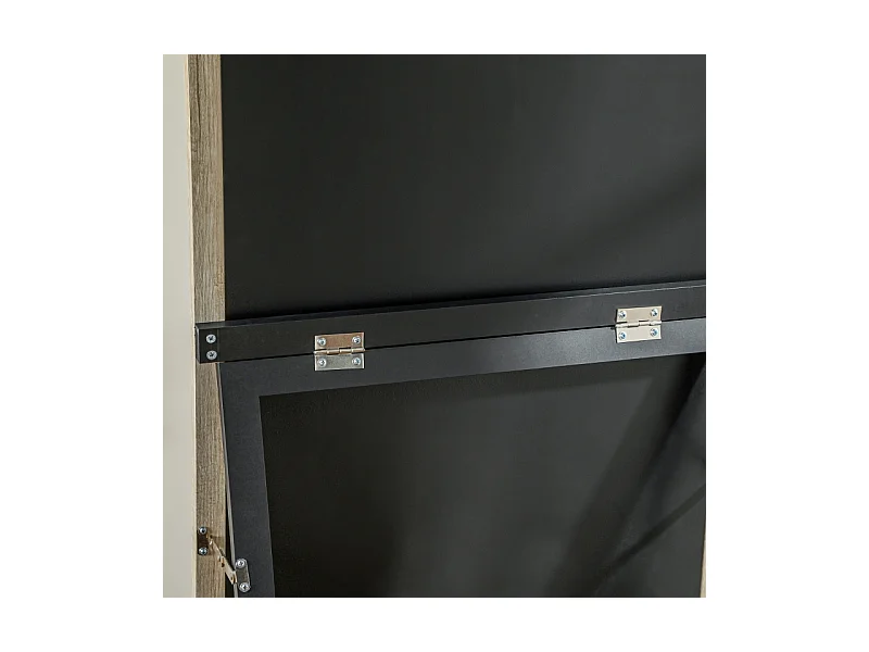 Miroir plein pied avec cadre en bois naturel et blanc, 162.6x53.5 cm, miroir de corps entier, support inclus