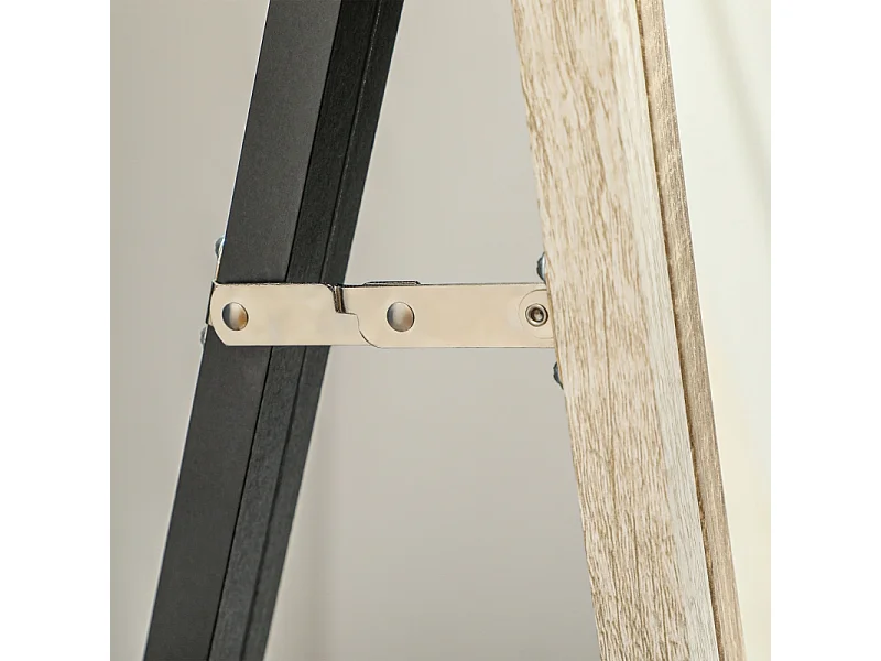 Specchio a figura intera con cornice in legno naturale e bianco, 162,6x53,5 cm, specchio a figura intera, supporto incluso