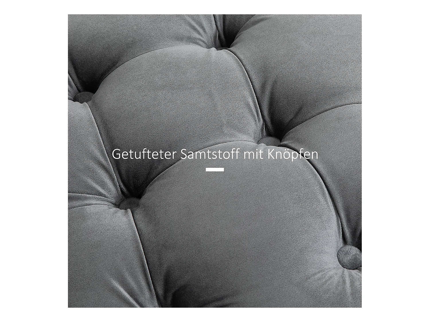 Pouf vintage avec rangement, siège rembourré, tissu, métal, gris charbon (55x55x42 cm)