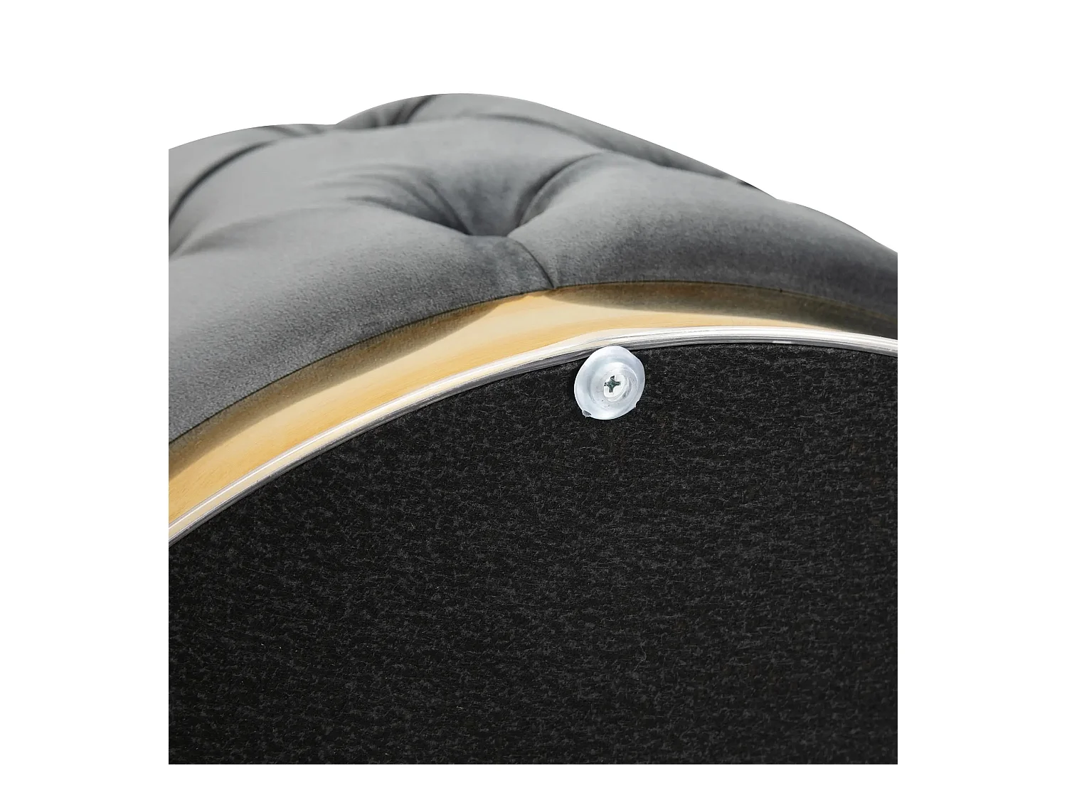 Pouf vintage avec rangement, siège rembourré, tissu, métal, gris charbon (55x55x42 cm)