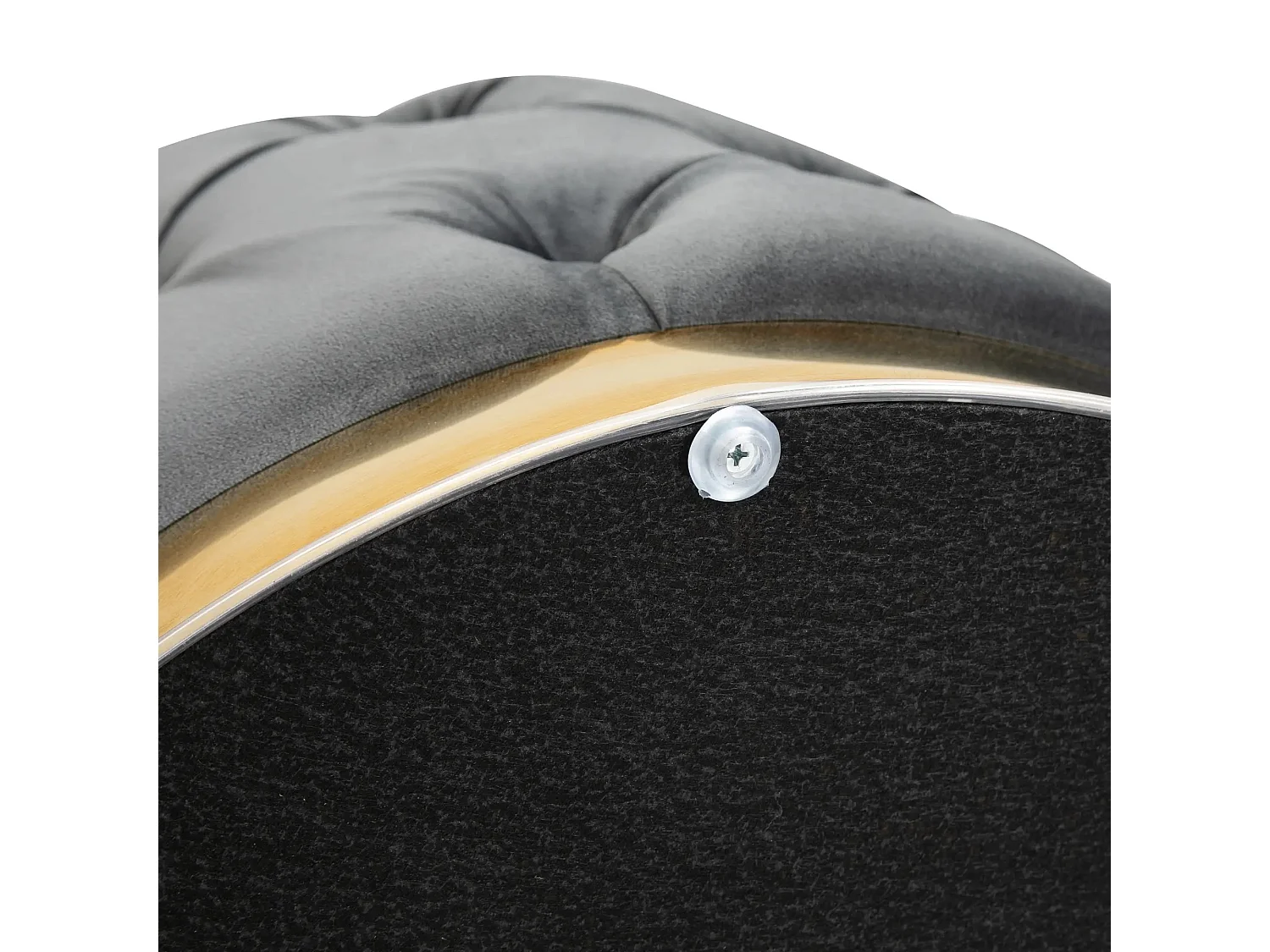 Pouf vintage avec rangement, siège rembourré, tissu, métal, gris charbon (55x55x42 cm)