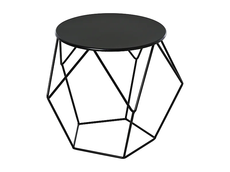 Table basse ronde avec rangement, table d'appoint design métal noir (51x51x44 cm)