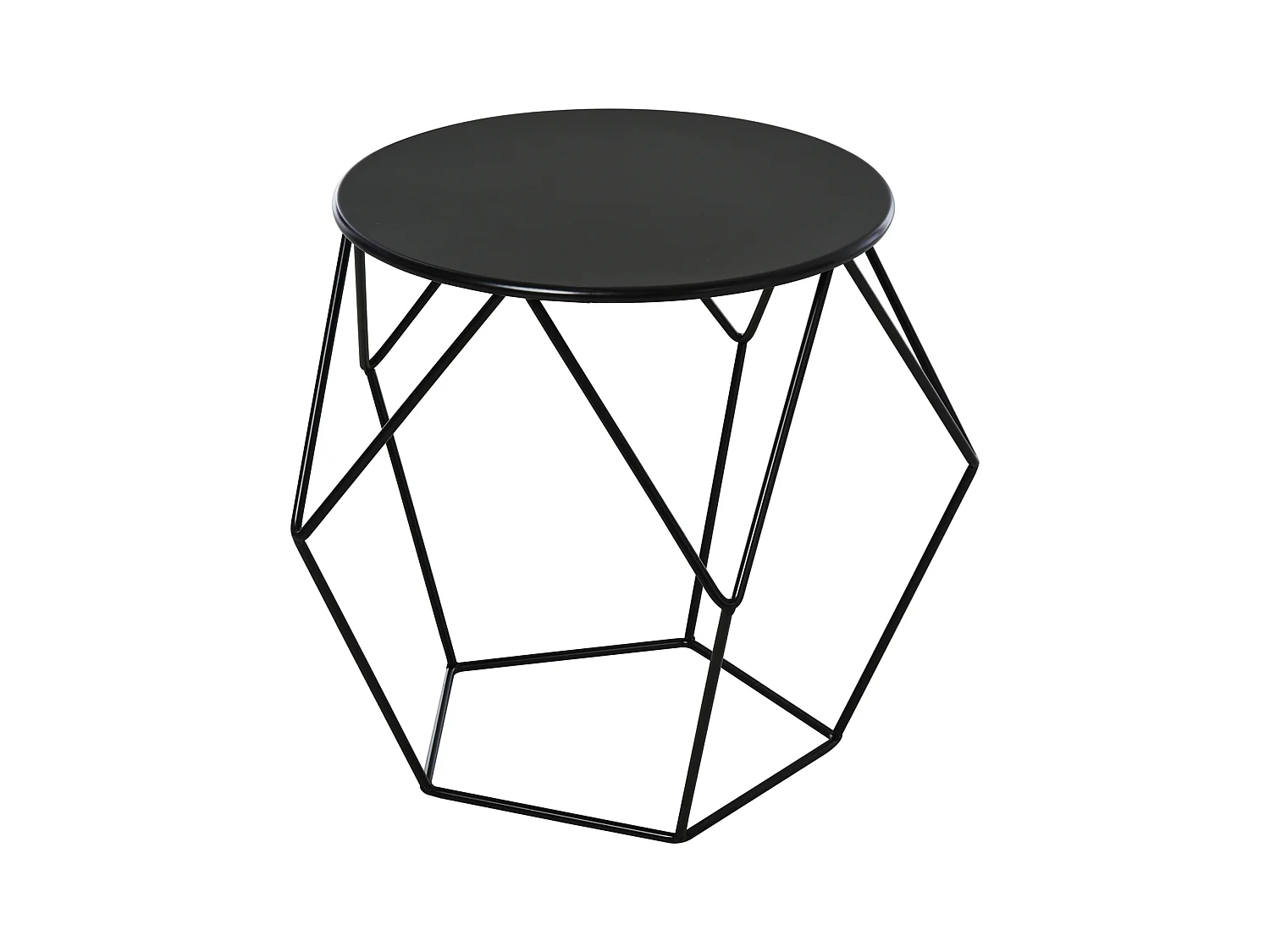 Table basse ronde avec rangement, table d'appoint design métal noir (51x51x44 cm)