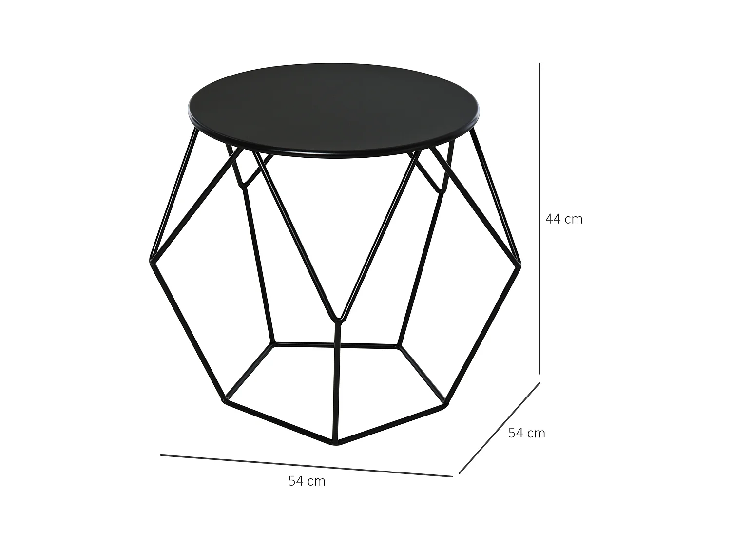 Table basse ronde avec rangement, table d'appoint design métal noir (51x51x44 cm)