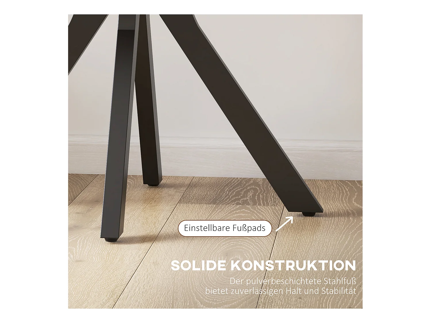 ronde eettafel met stalen poot, modern design, voor 2 personen, MDF, zwart (Ø78x75 cm)