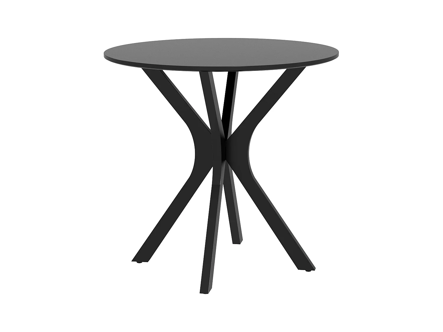runder Esstisch mit Stahlbeinen, modernes Design, für 2 Personen, MDF, schwarz (Ø78x75 cm)
