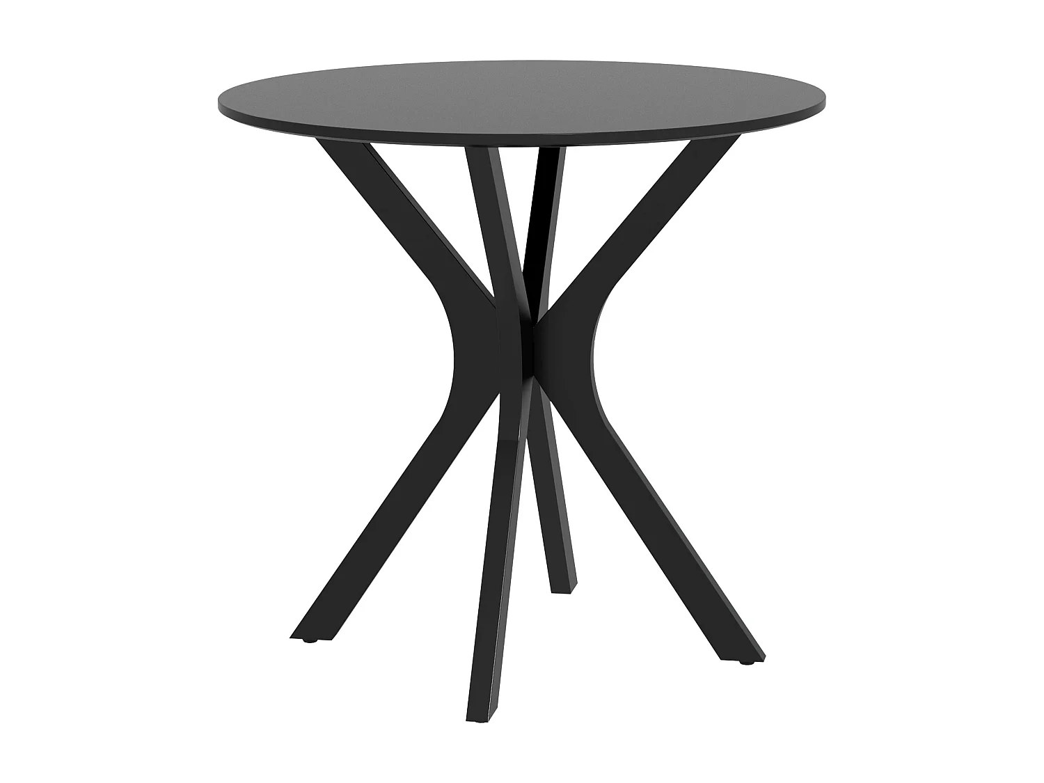 Table à manger ronde avec pied en acier , design moderne, pour 2 personnes, MDF, noir (Ø78x75 cm)