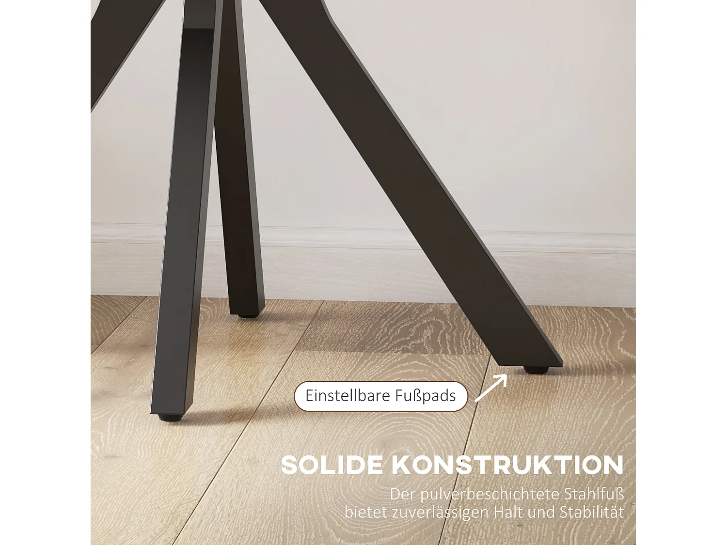 Table à manger ronde avec pied en acier , design moderne, pour 2 personnes, MDF, noir (Ø78x75 cm)