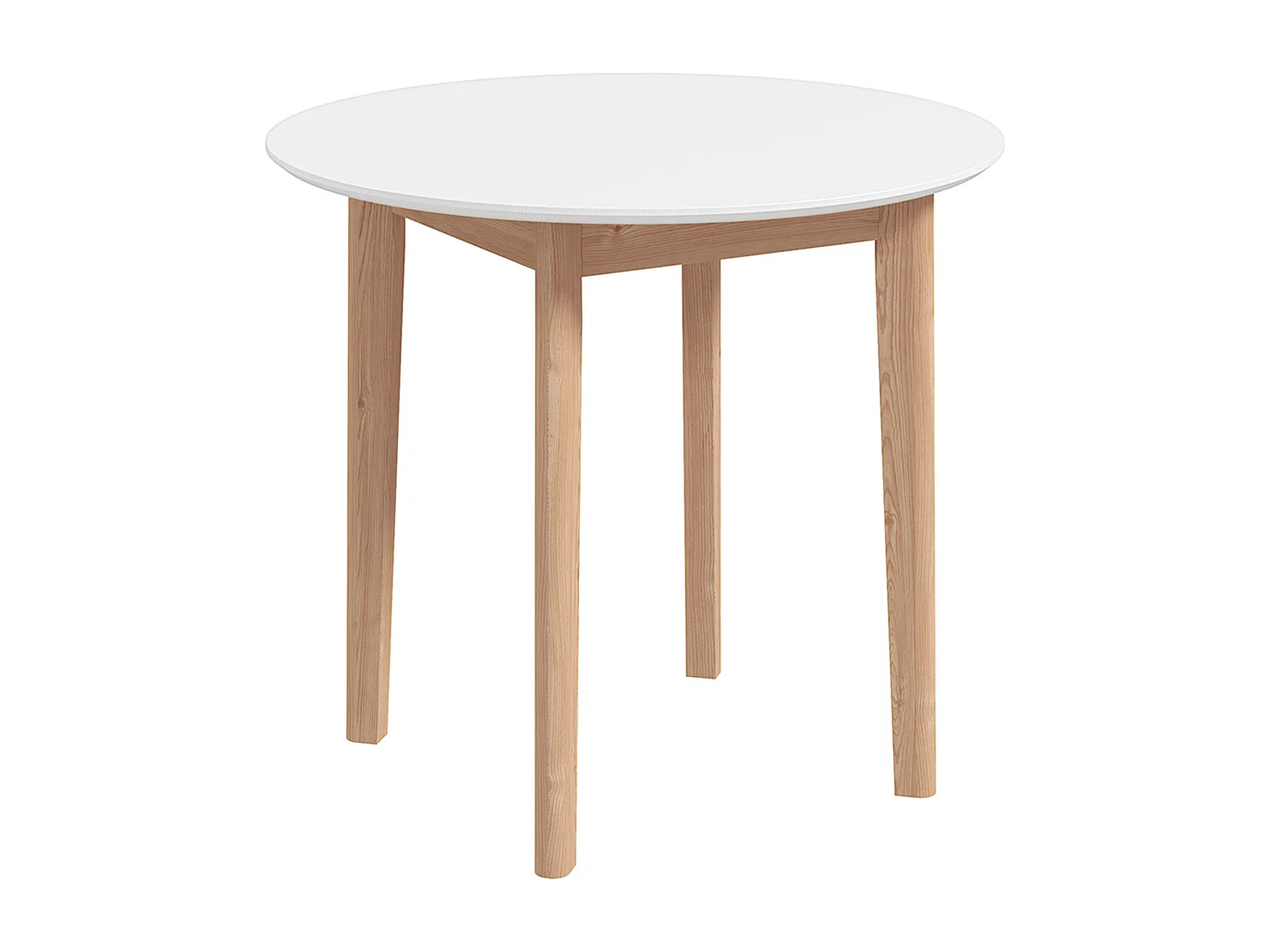 Table à manger ronde pour 2 personnes, style campagne, bois massif, blanc (75x75x76cm)