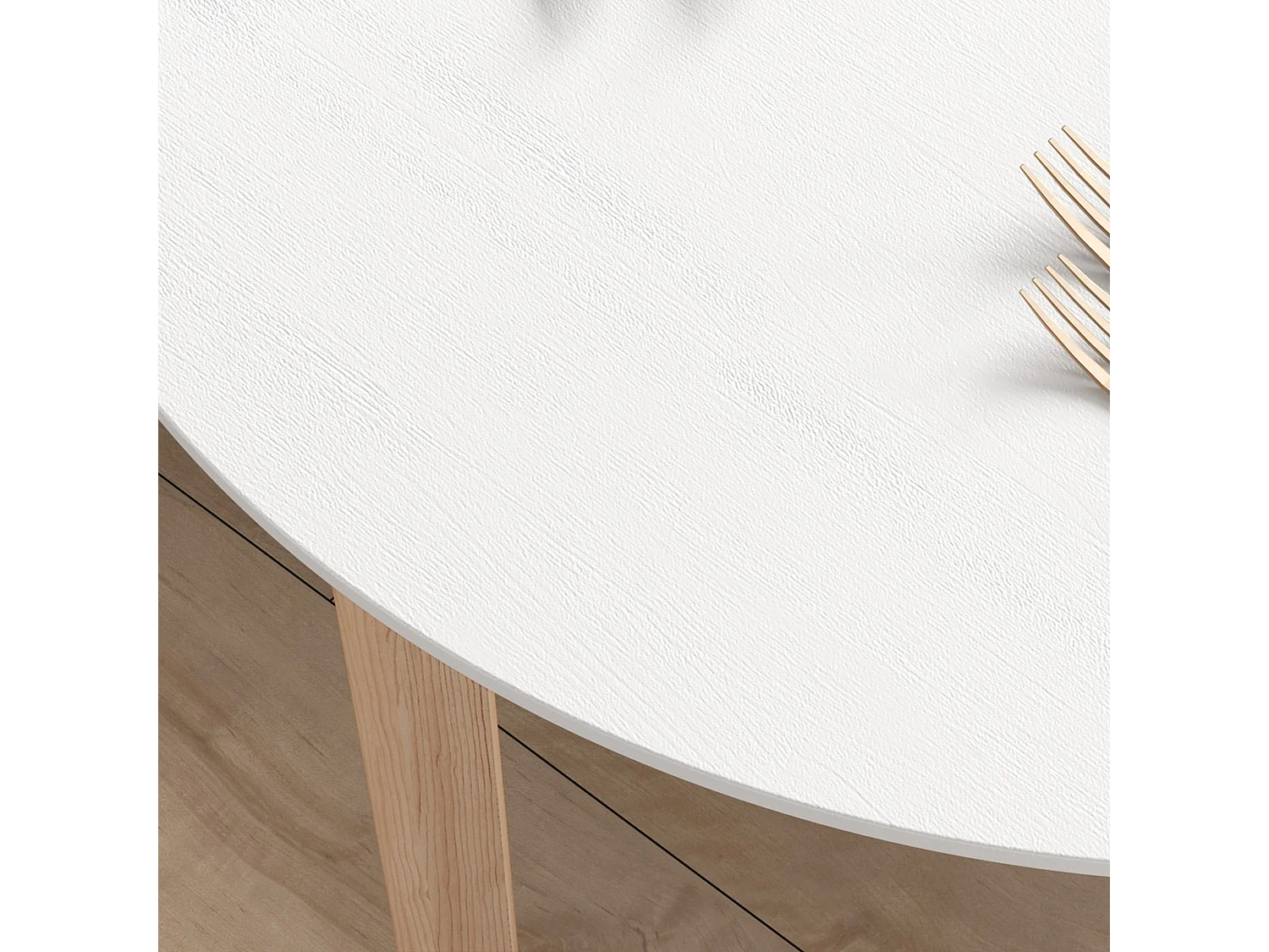 Table à manger ronde pour 2 personnes, style campagne, bois massif, blanc (75x75x76cm)