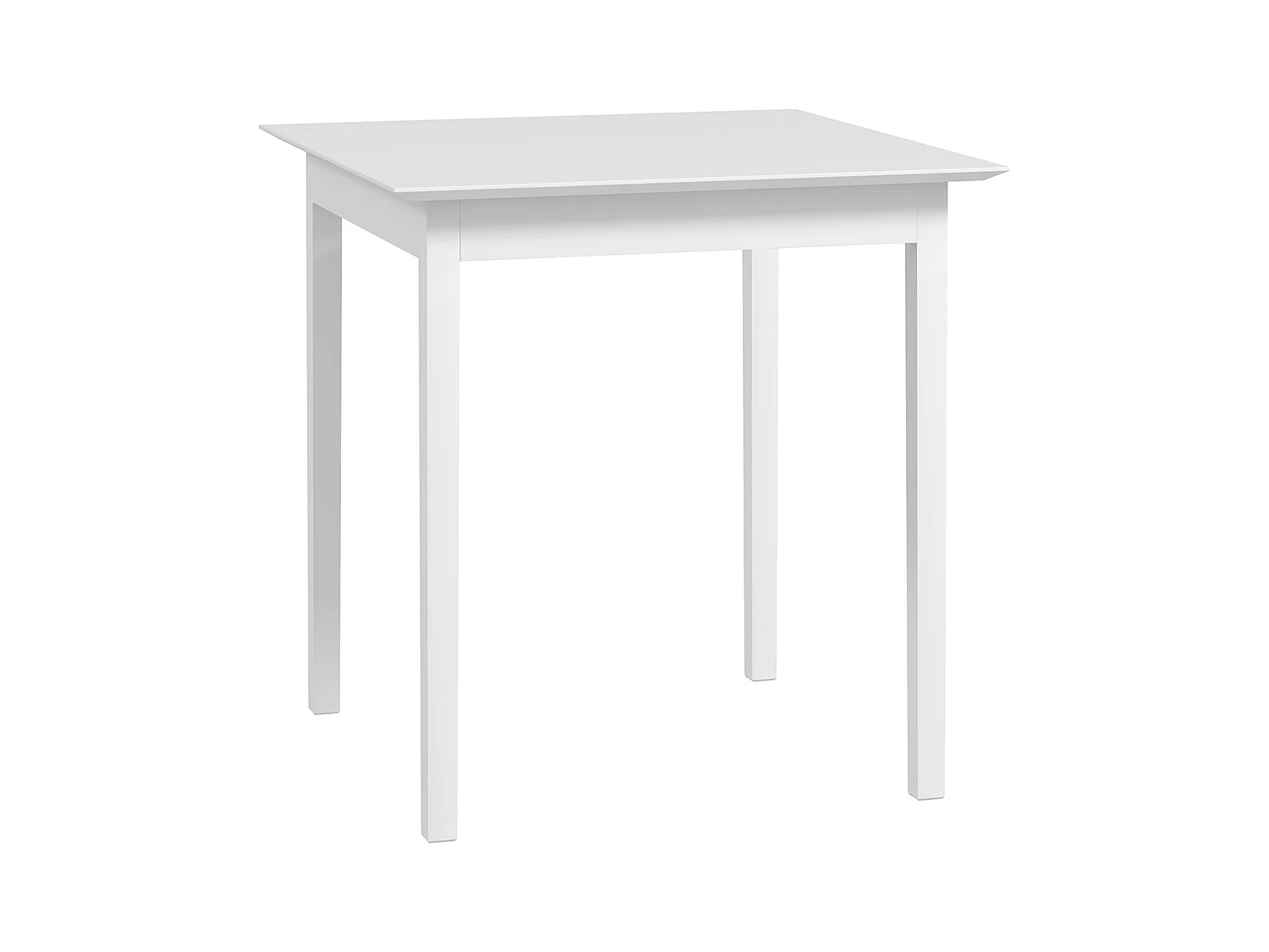 Table de cuisine carrée pour 2 personnes, bois, blanc (75x75x76 cm)