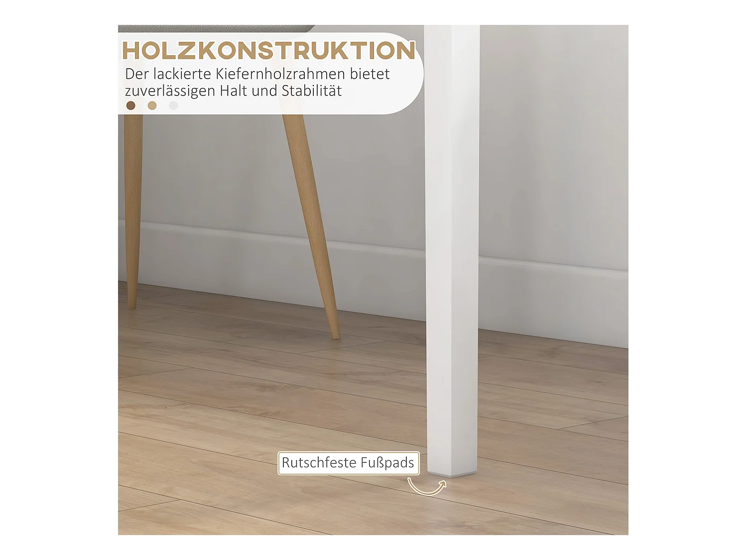 Table de cuisine carrée pour 2 personnes, bois, blanc (75x75x76 cm)