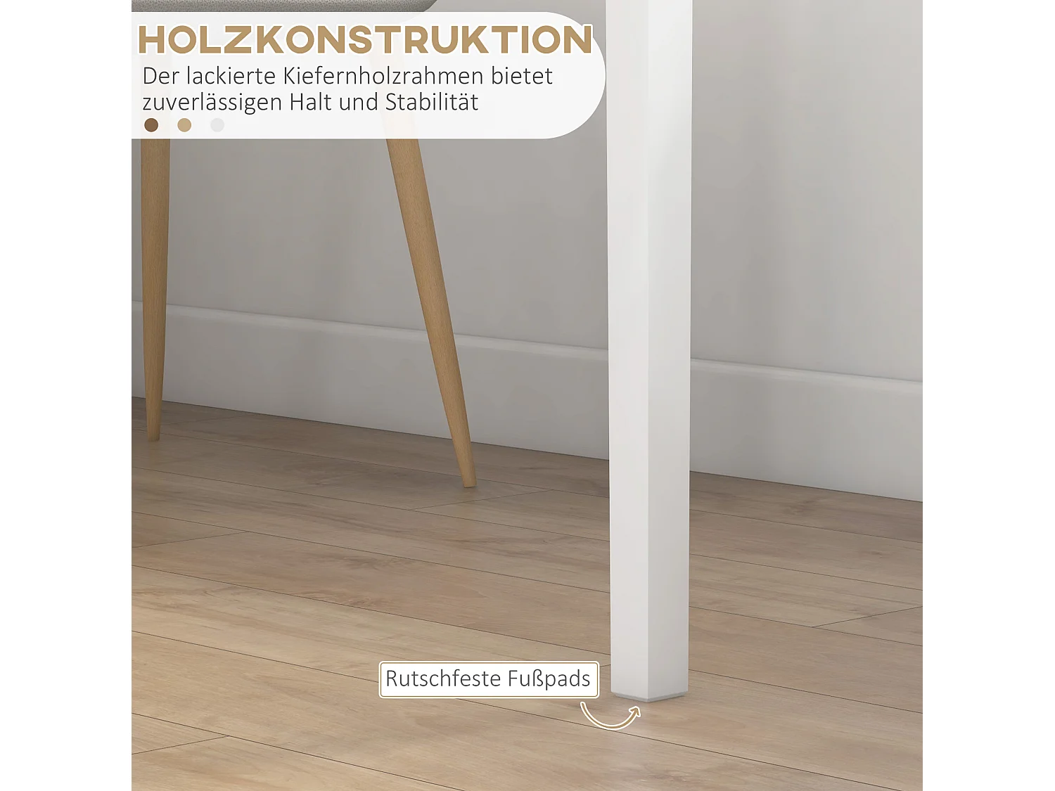 Vierkante keukentafel voor 2 personen, hout, wit (75x75x76 cm)