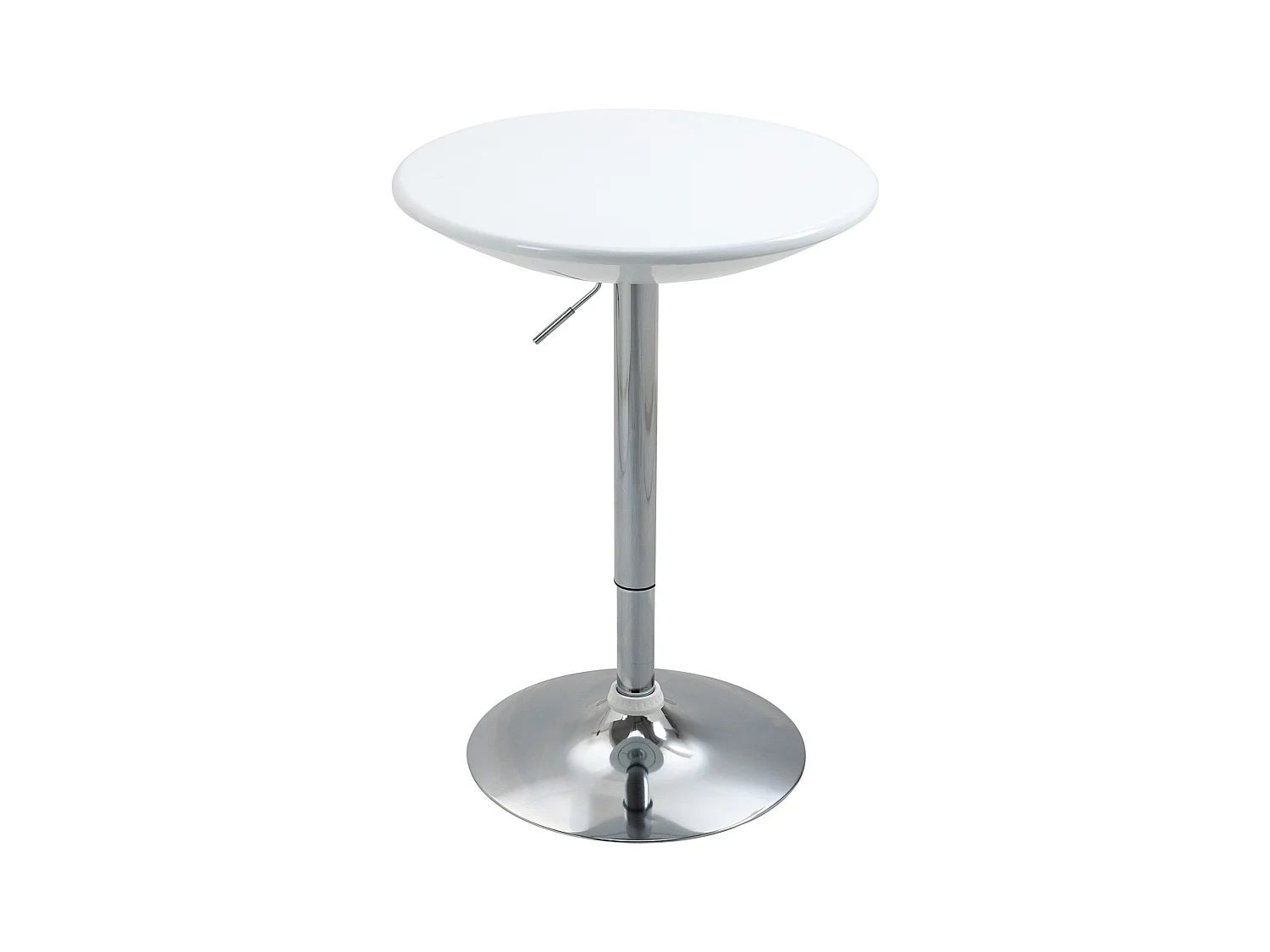 Table haute moderne, réglable en hauteur, métal et ABS, blanche (Ø61 x 76-97 cm)
