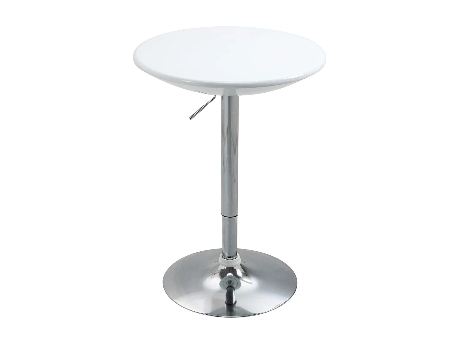 Table haute moderne, réglable en hauteur, métal et ABS, blanche (Ø61 x 76-97 cm)