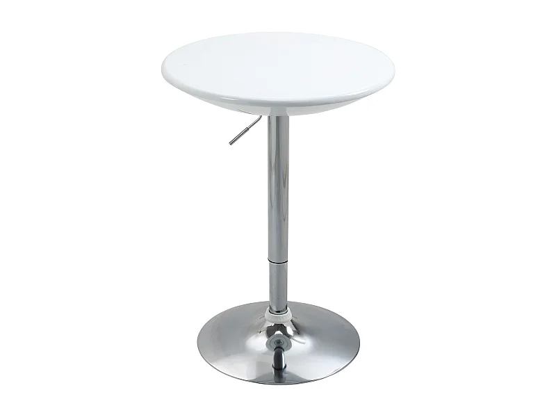 Table haute moderne, réglable en hauteur, métal et ABS, blanche (Ø61 x 76-97 cm)