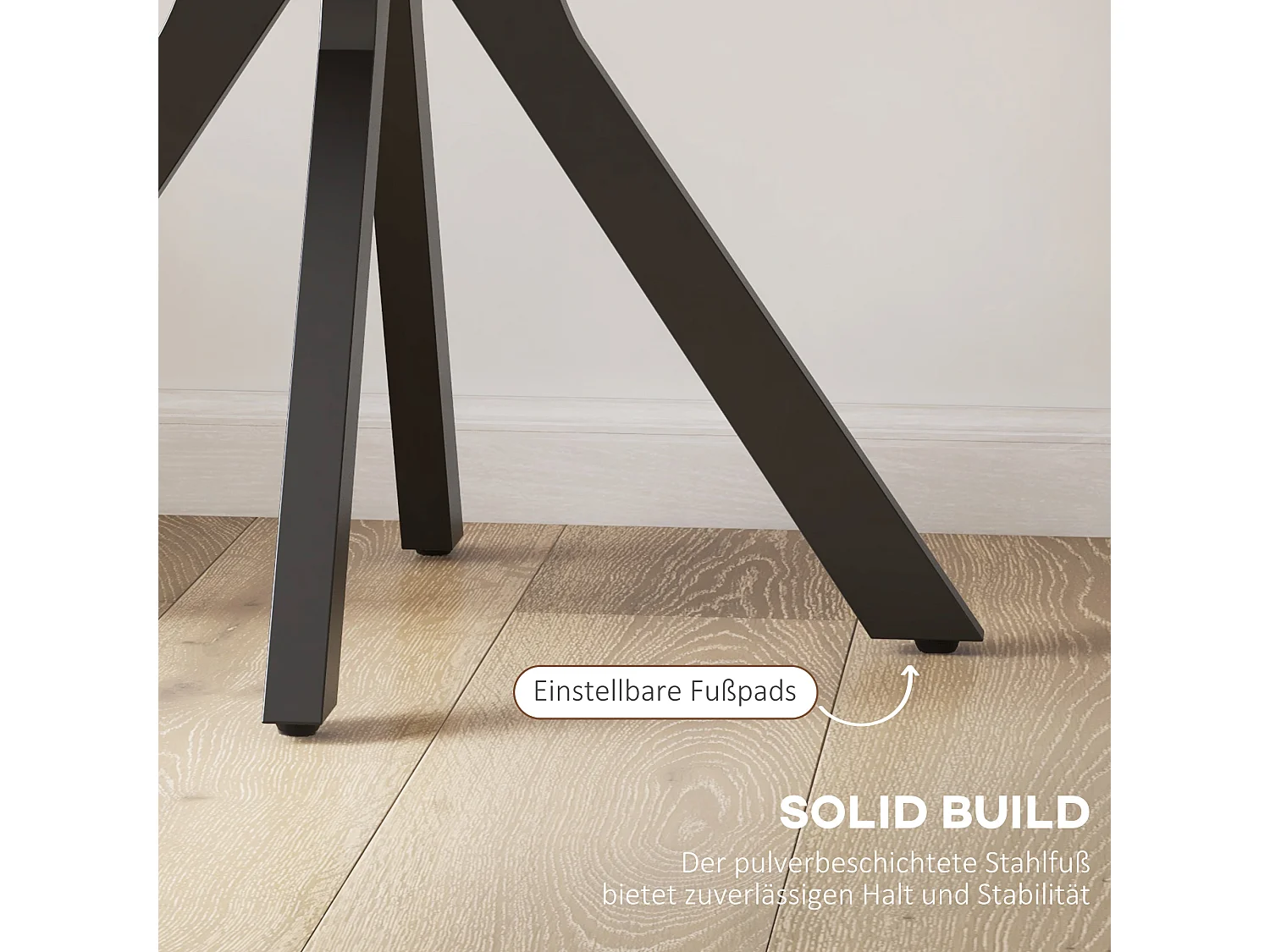 Mesa redonda para 2 personas, con patas de metal en forma de araña, madera, marrón rústico, (Ø78 x 75 cm)