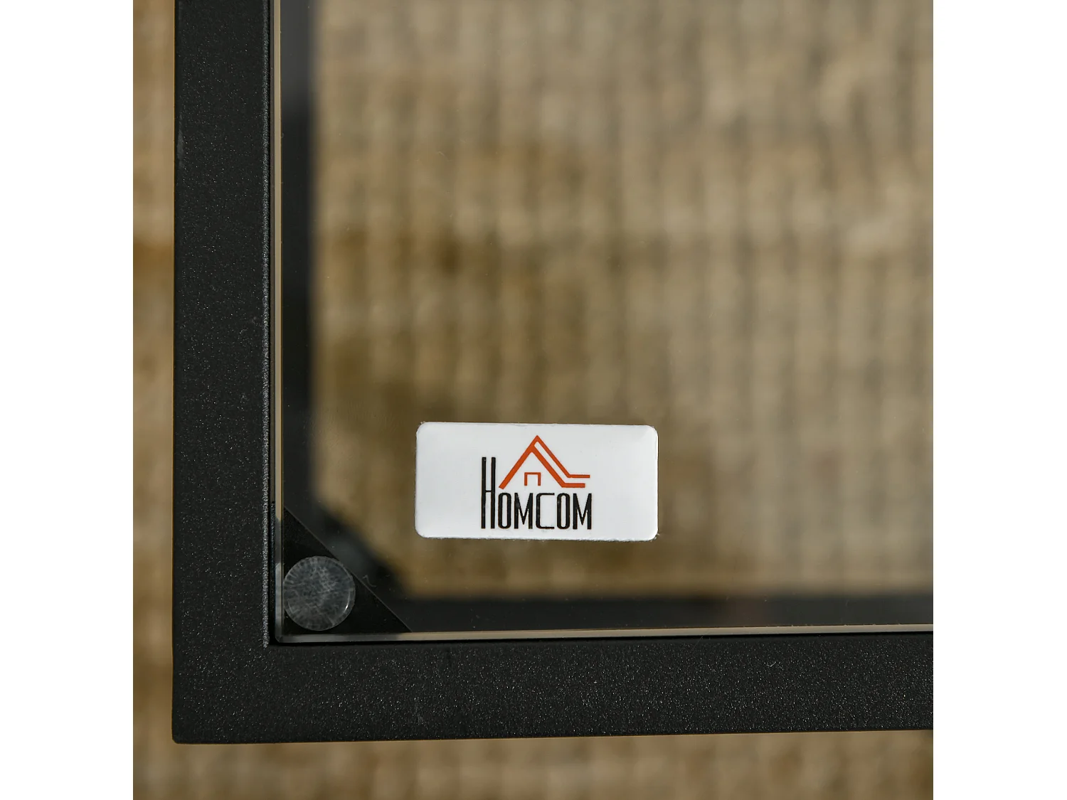 Table basse en verre avec 3 étagères, cadre en acier, noir (100x55x45.5 cm)