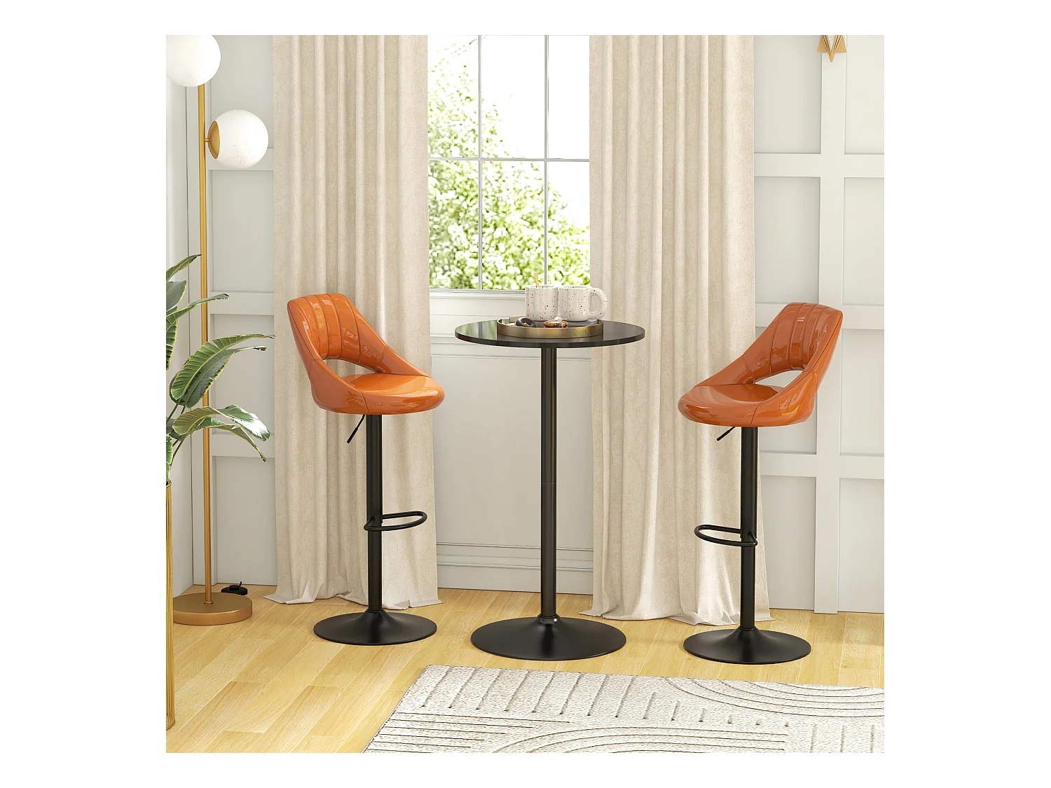 Table haute ronde, table de cuisine, design moderne, acier, noir (Ø60x102 cm)