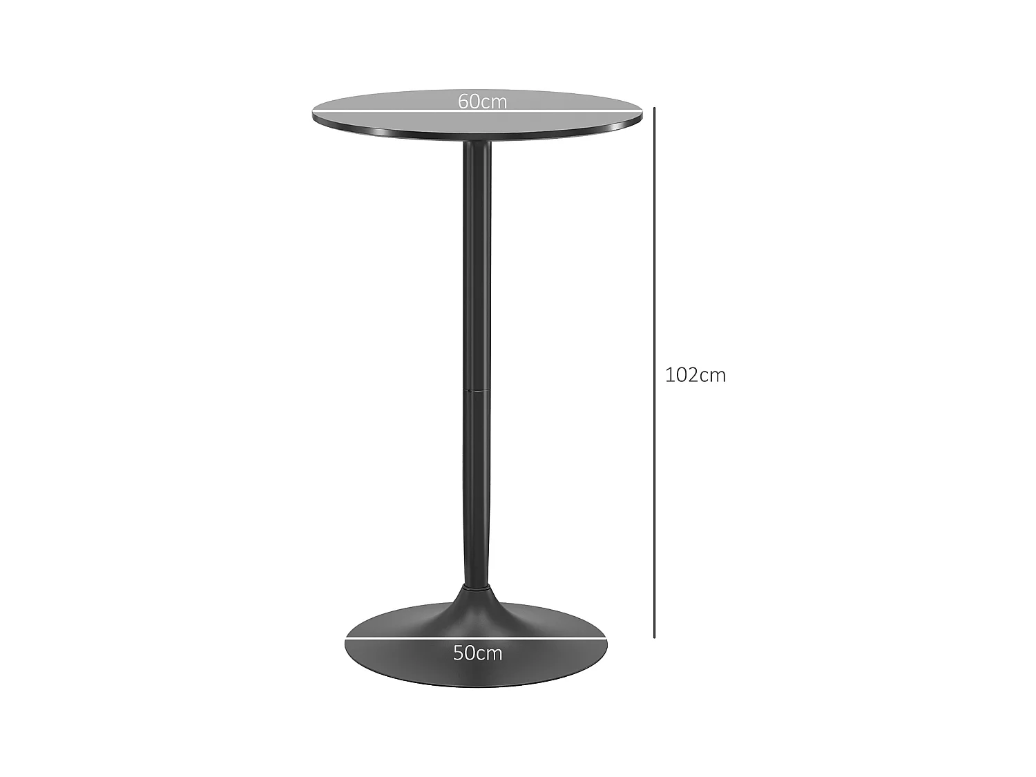 Table haute ronde, table de cuisine, design moderne, acier, noir (Ø60x102 cm)