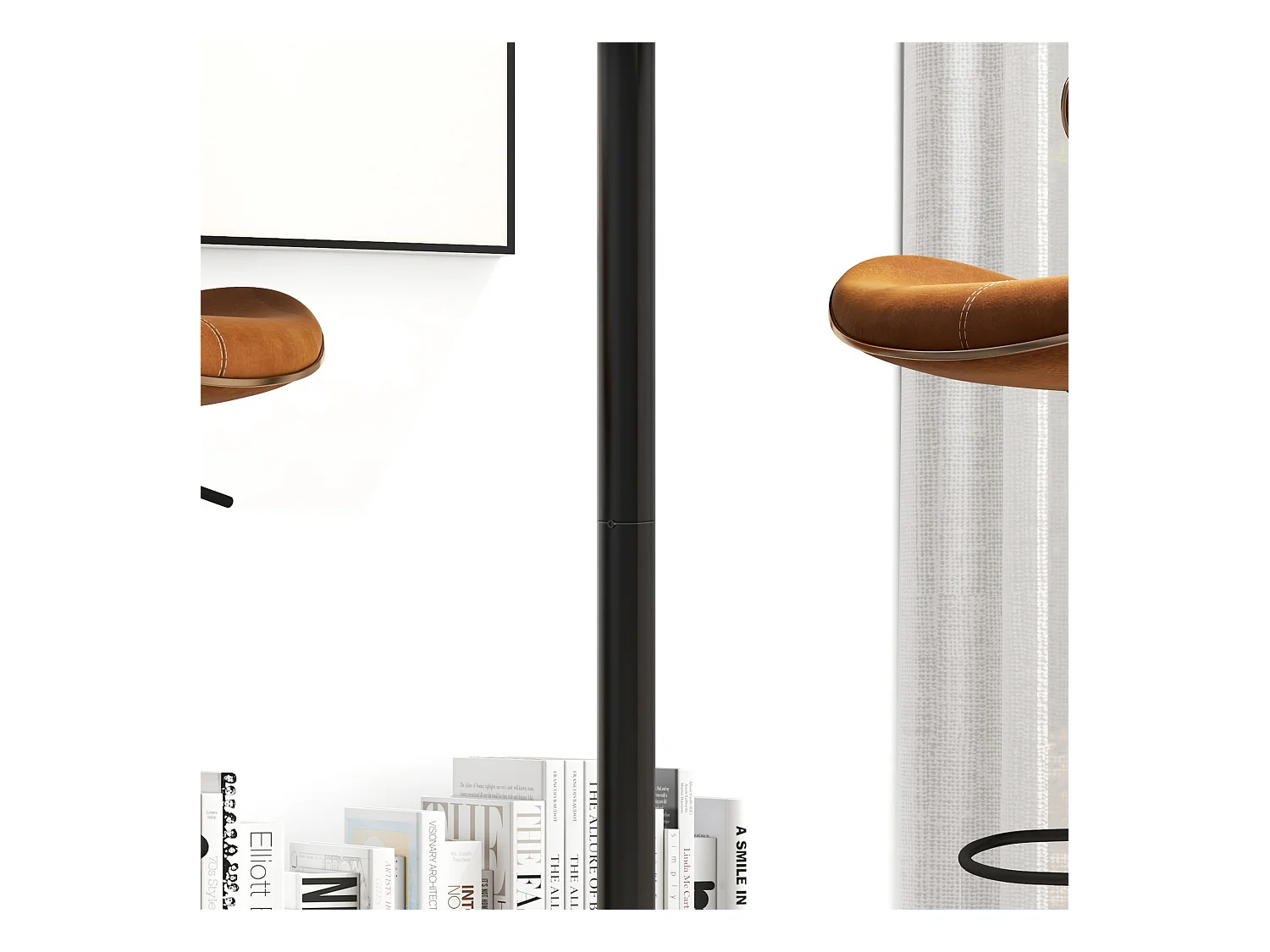 Table haute ronde, table de cuisine, design moderne, acier, noir (Ø60x102 cm)